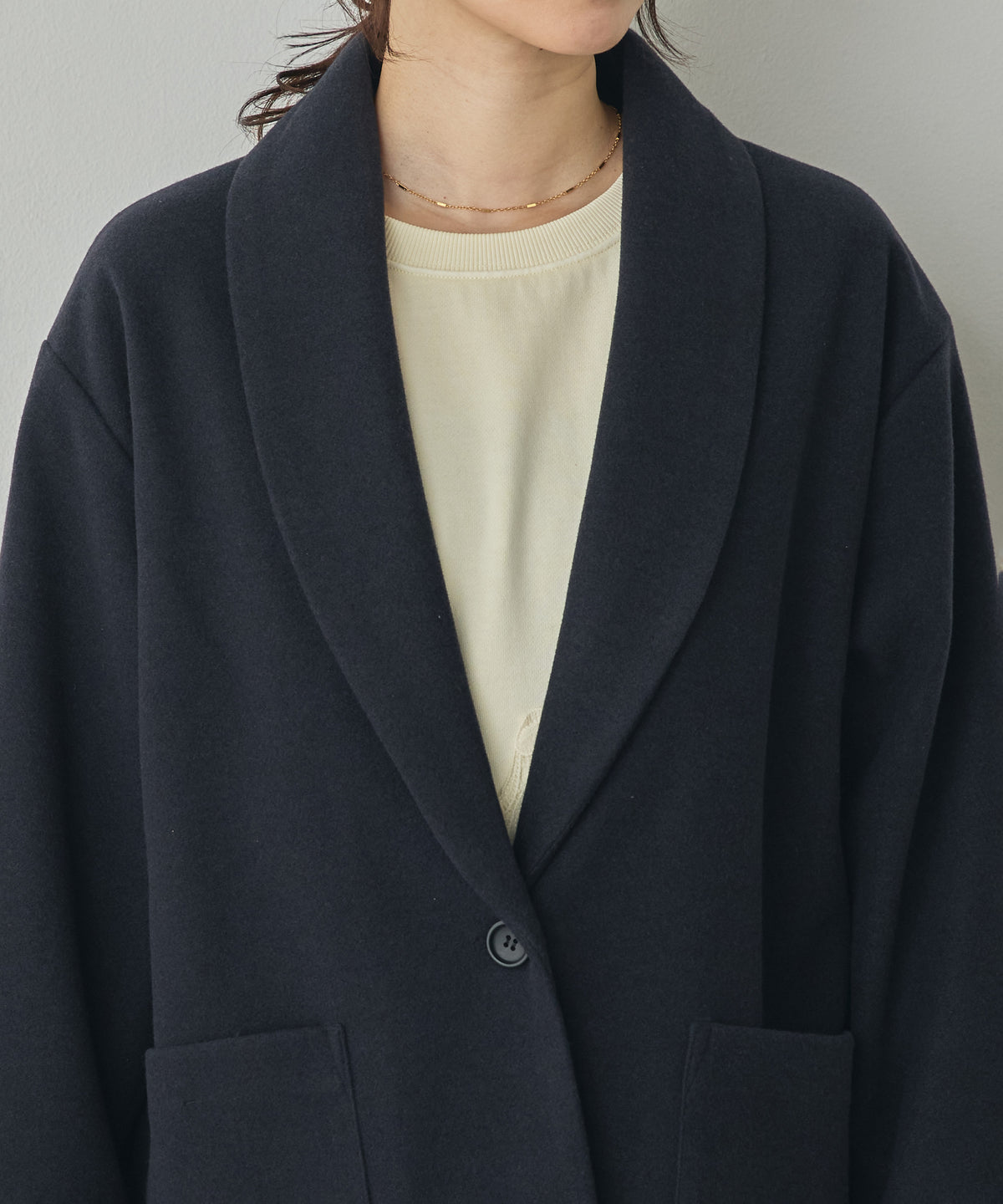 WOOL-LIKE SHAWL-COLLAR COAT