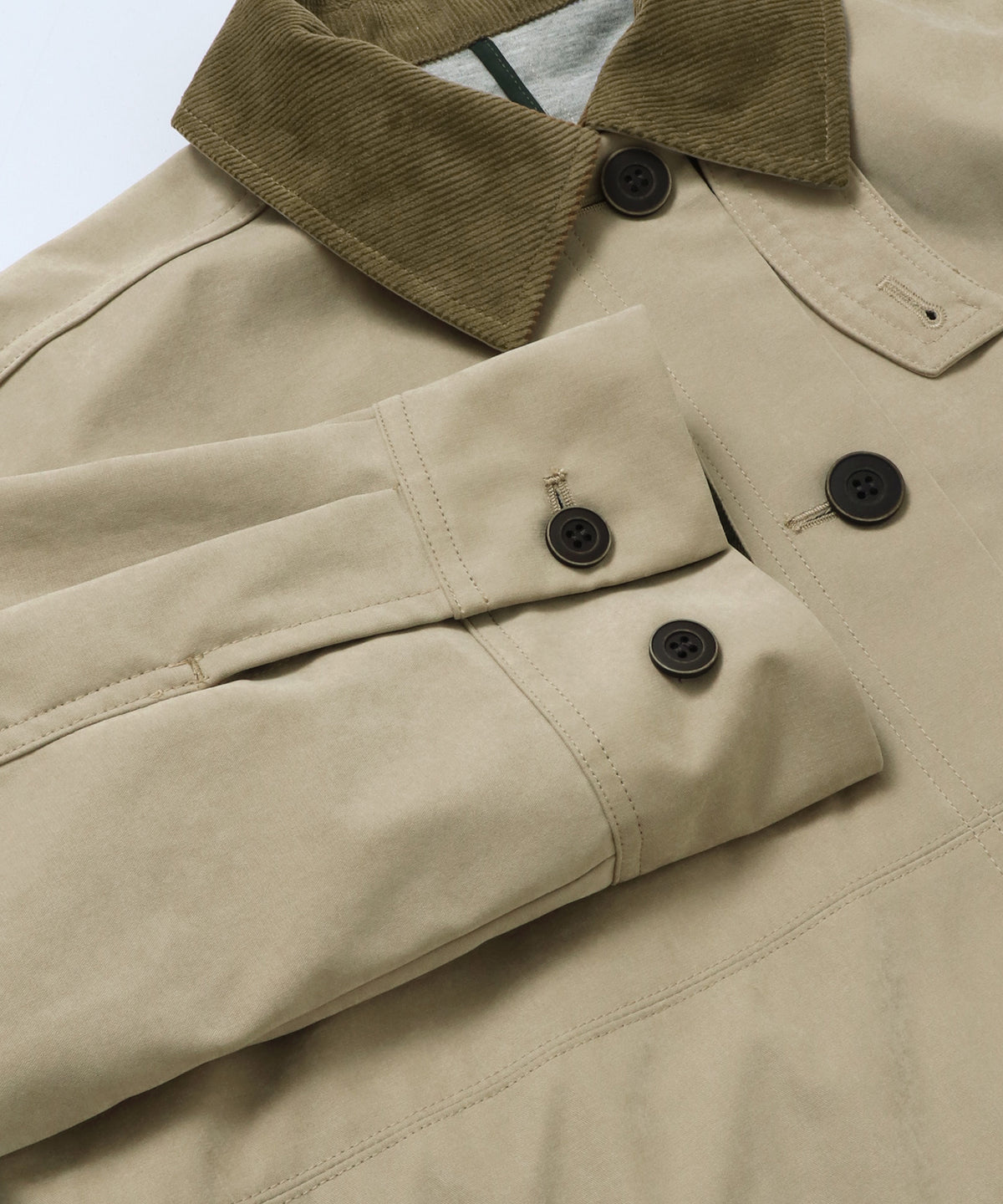 COLOUR-BLOCKED COLLAR BONDED STAND-UP COLLAR COAT
