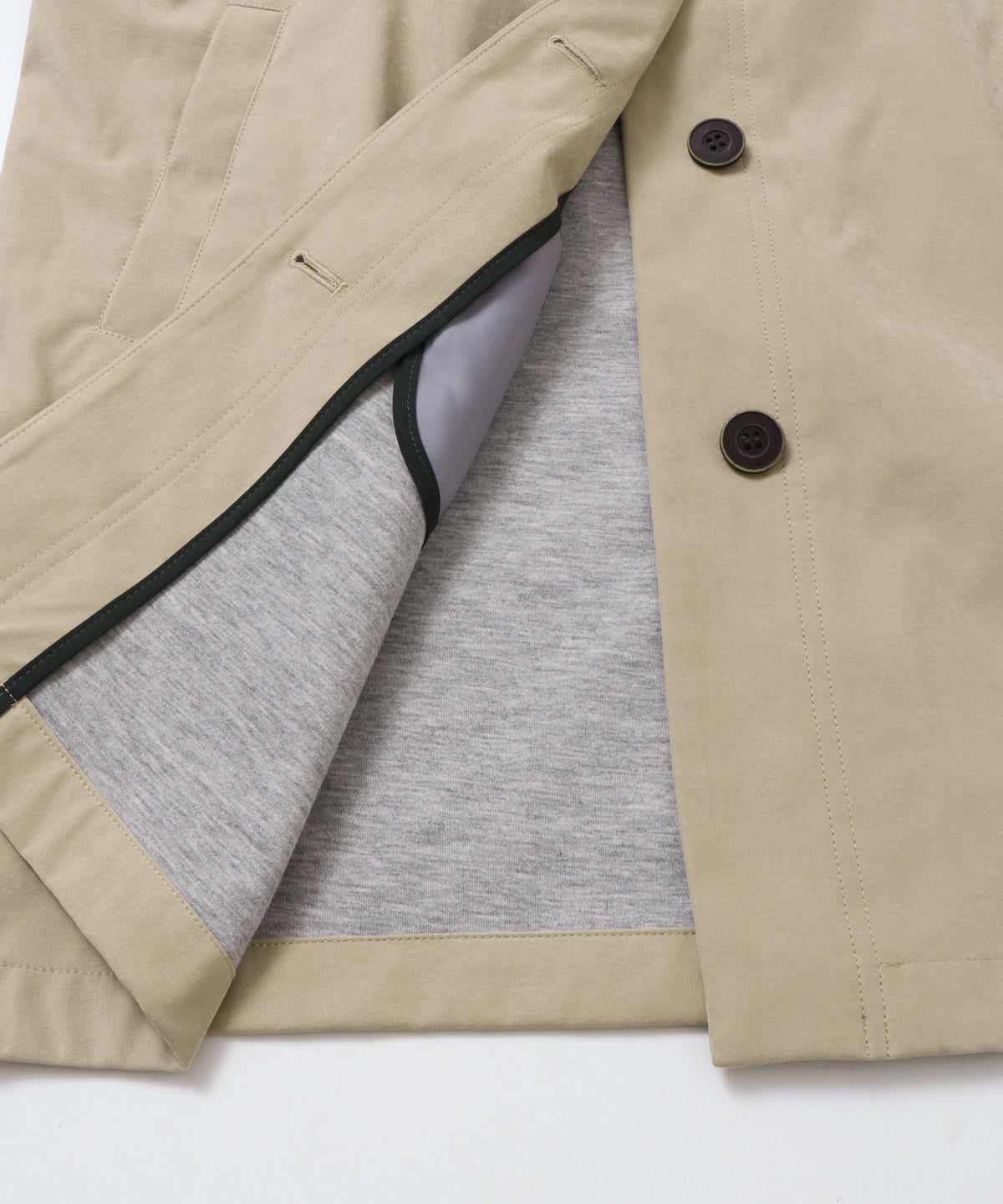 COLOUR-BLOCKED COLLAR BONDED STAND-UP COLLAR COAT