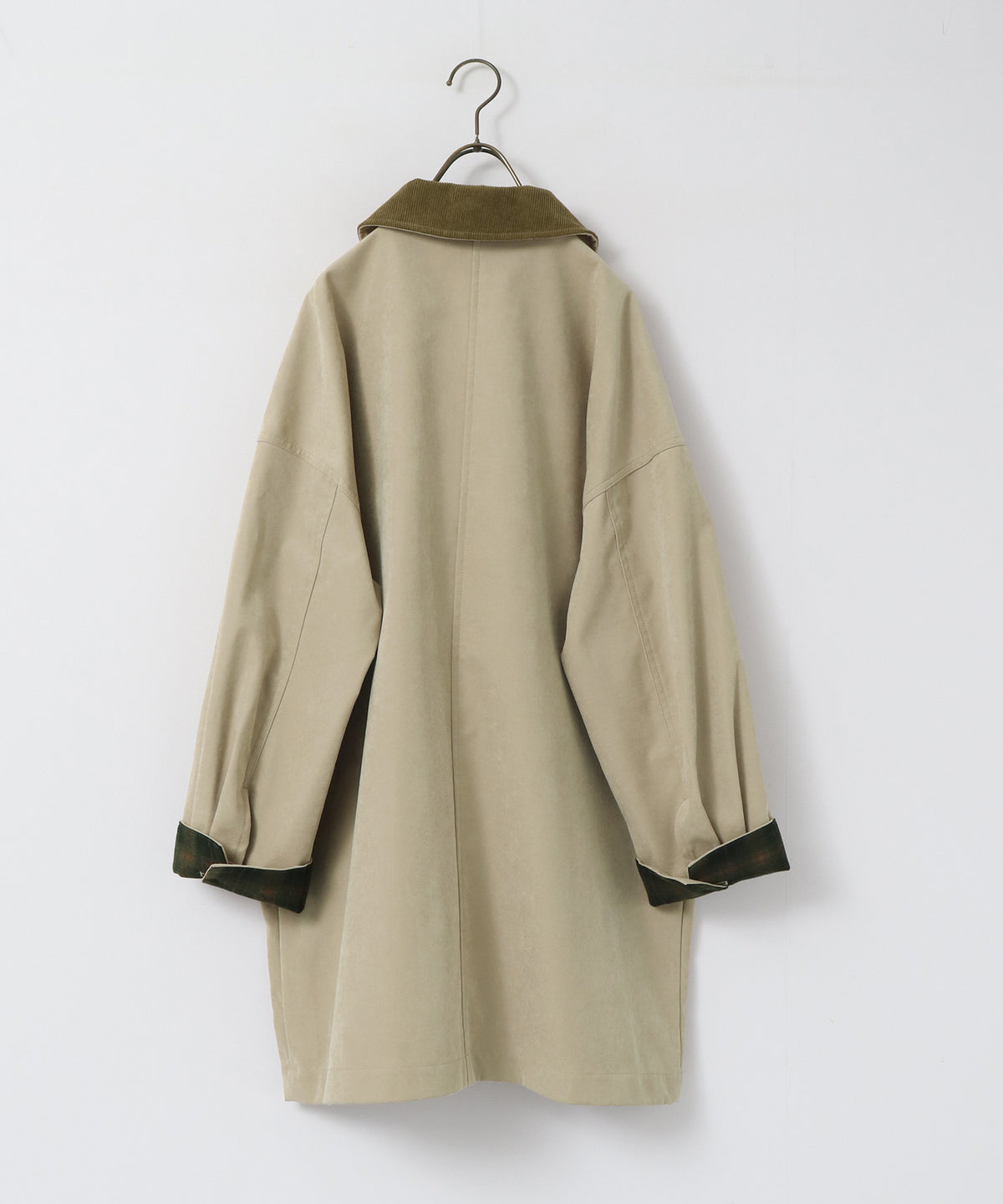 COLOUR-BLOCKED COLLAR BONDED STAND-UP COLLAR COAT
