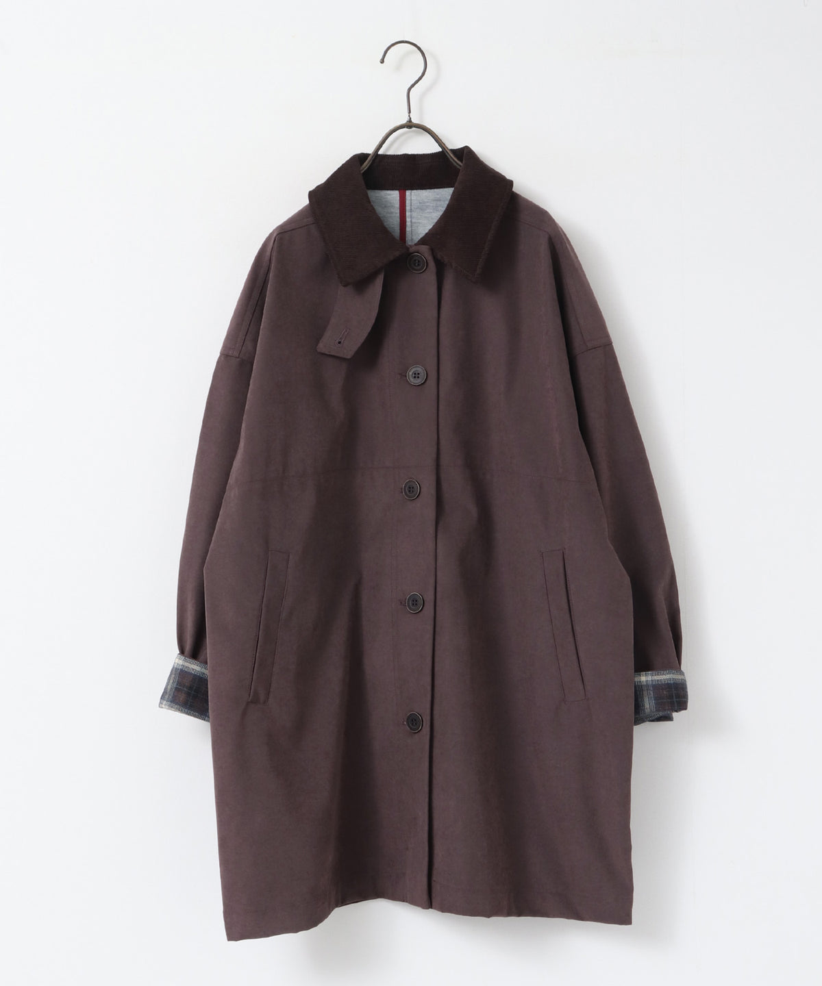 COLOUR-BLOCKED COLLAR BONDED STAND-UP COLLAR COAT