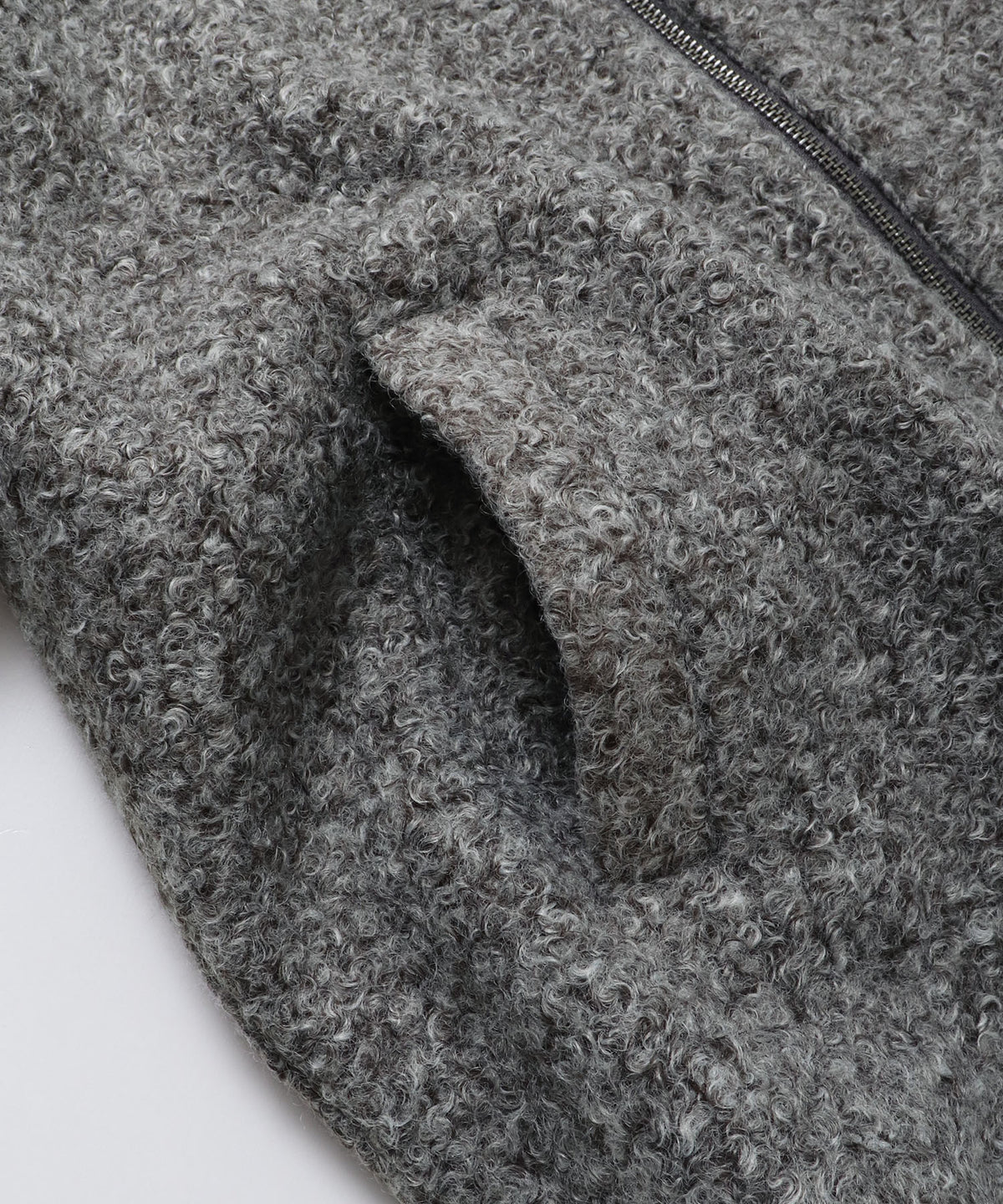 CURLY BOUCLÉ STAND-UP COLLAR MEDIUM COAT