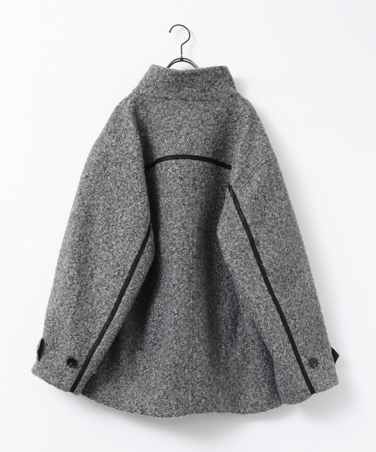 CURLY BOUCLÉ STAND-UP COLLAR MEDIUM COAT