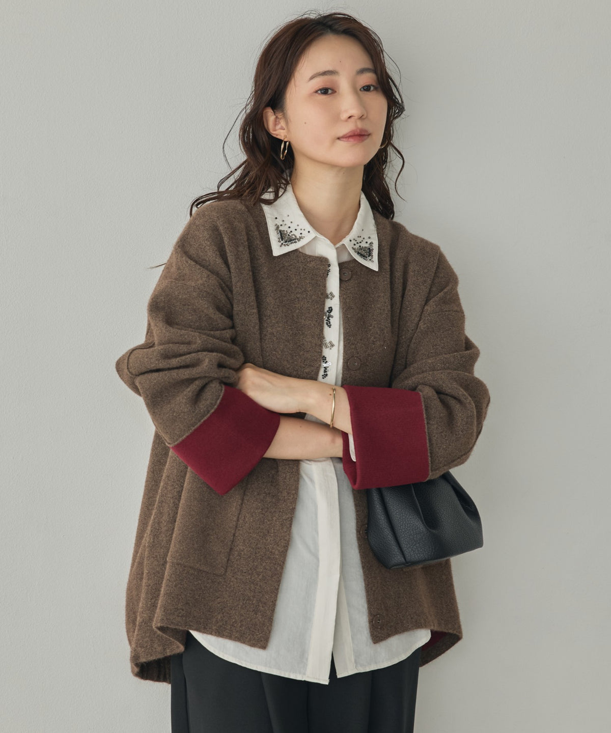 CASHMERE-TOUCH COLLARLESS KNIT COAT