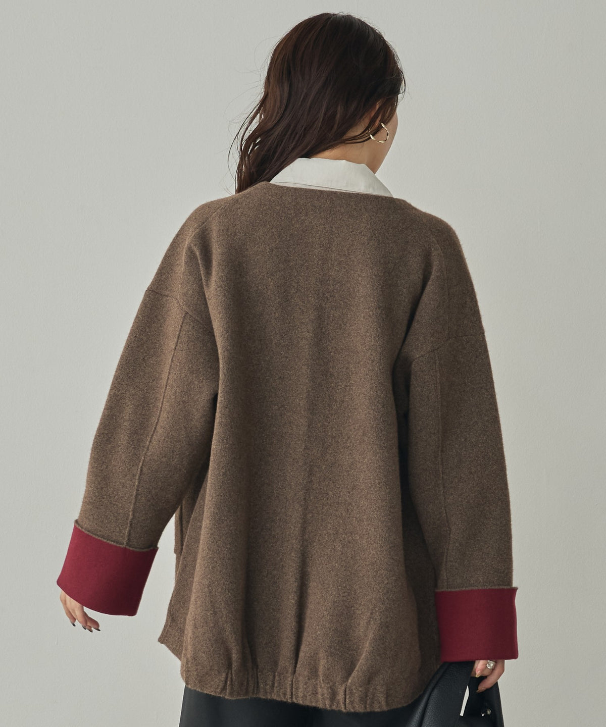 CASHMERE-TOUCH COLLARLESS KNIT COAT