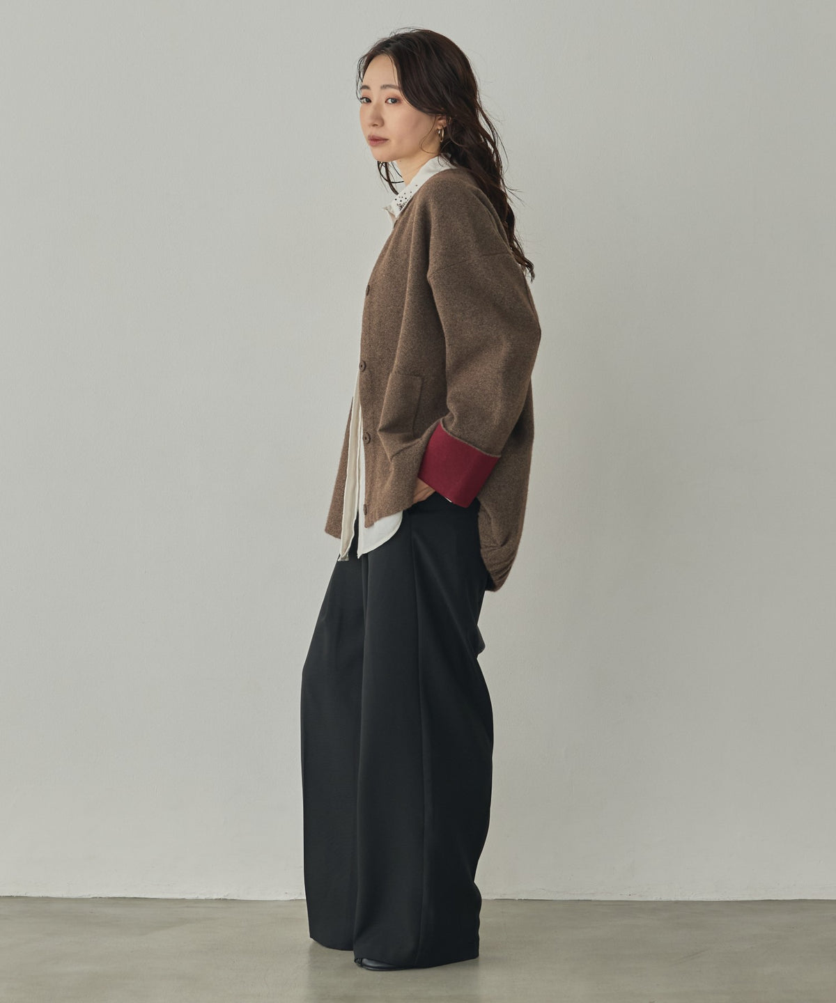 CASHMERE-TOUCH COLLARLESS KNIT COAT