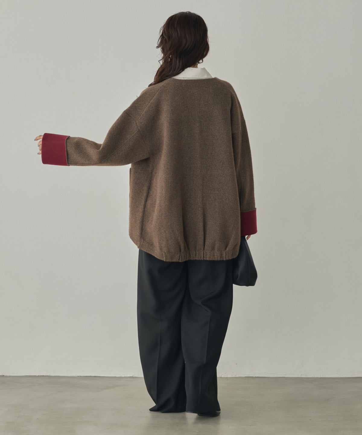 CASHMERE-TOUCH COLLARLESS KNIT COAT