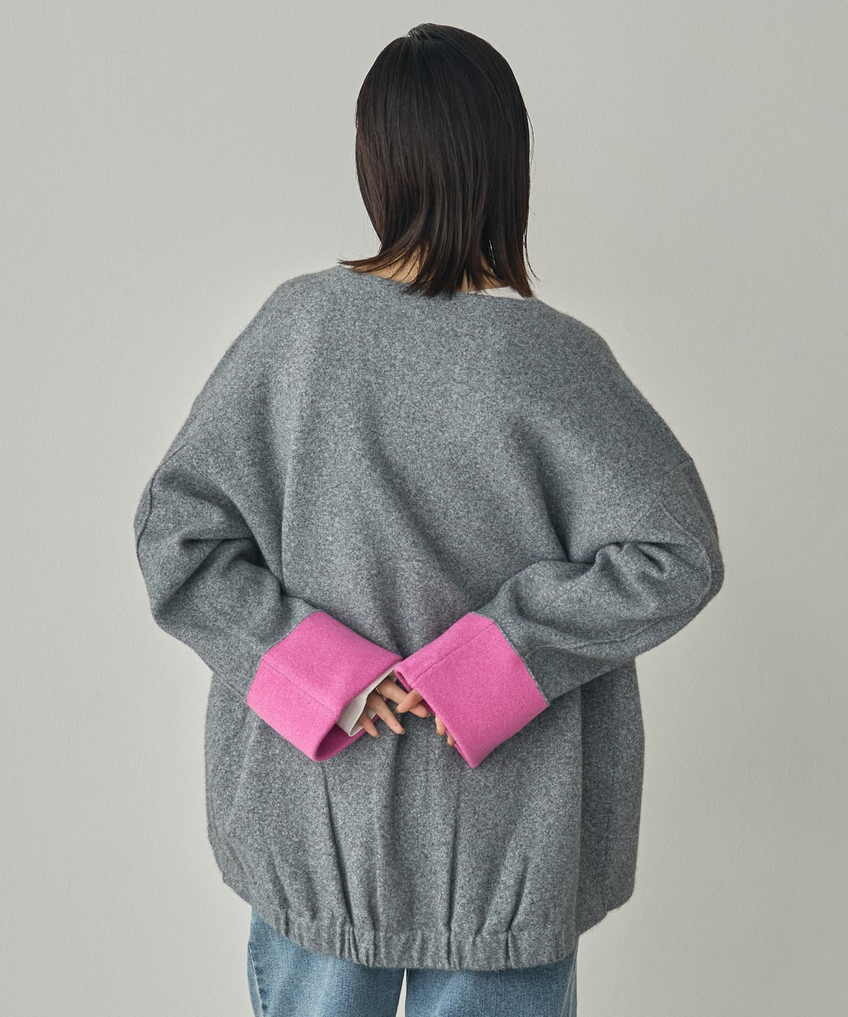 CASHMERE-TOUCH COLLARLESS KNIT COAT