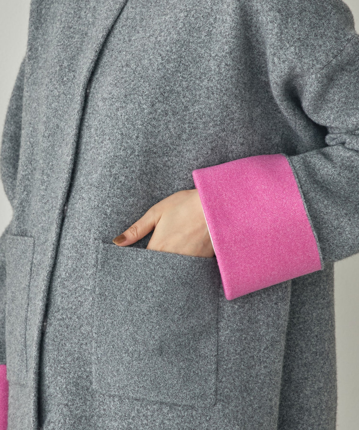 CASHMERE-TOUCH COLLARLESS KNIT COAT