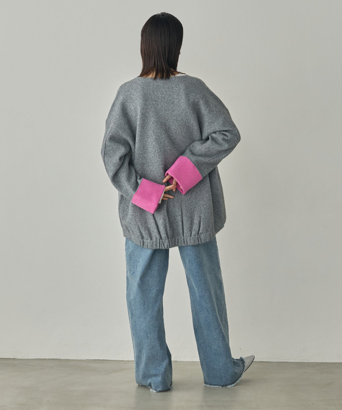 CASHMERE-TOUCH COLLARLESS KNIT COAT