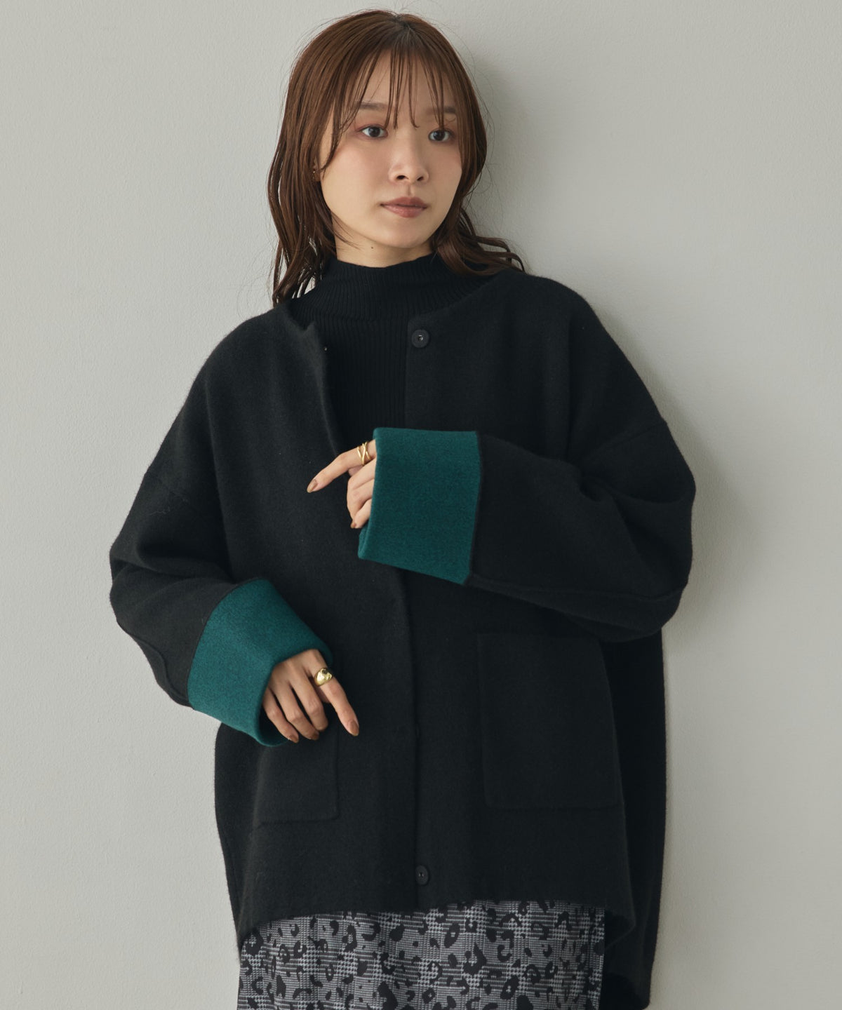 CASHMERE-TOUCH COLLARLESS KNIT COAT