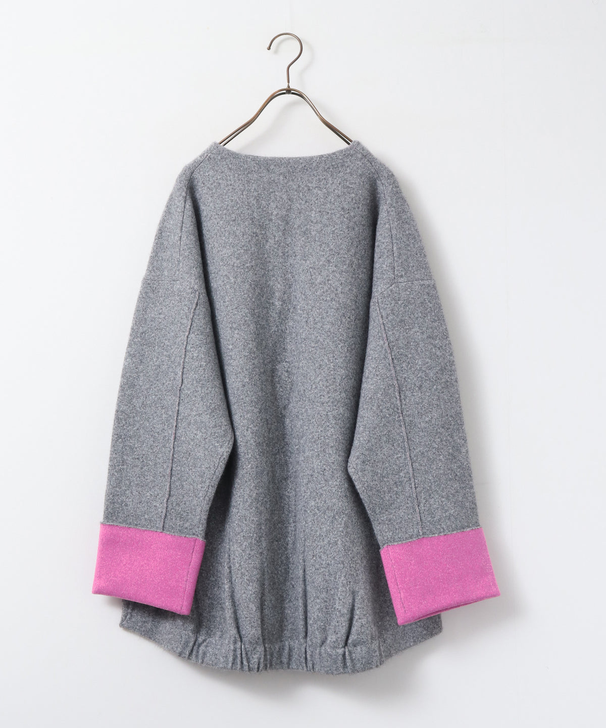 CASHMERE-TOUCH COLLARLESS KNIT COAT