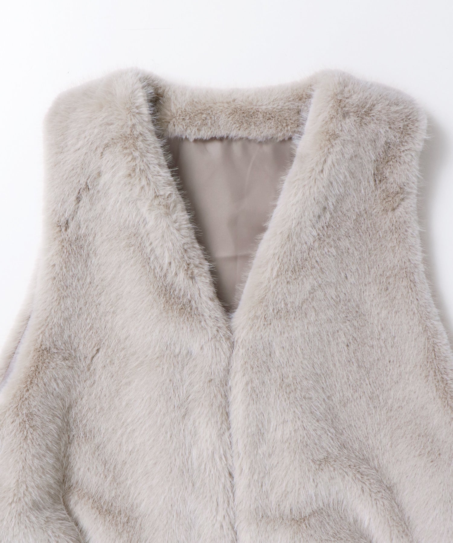MIDI-LENGTH V-NECK FAUX FUR VEST