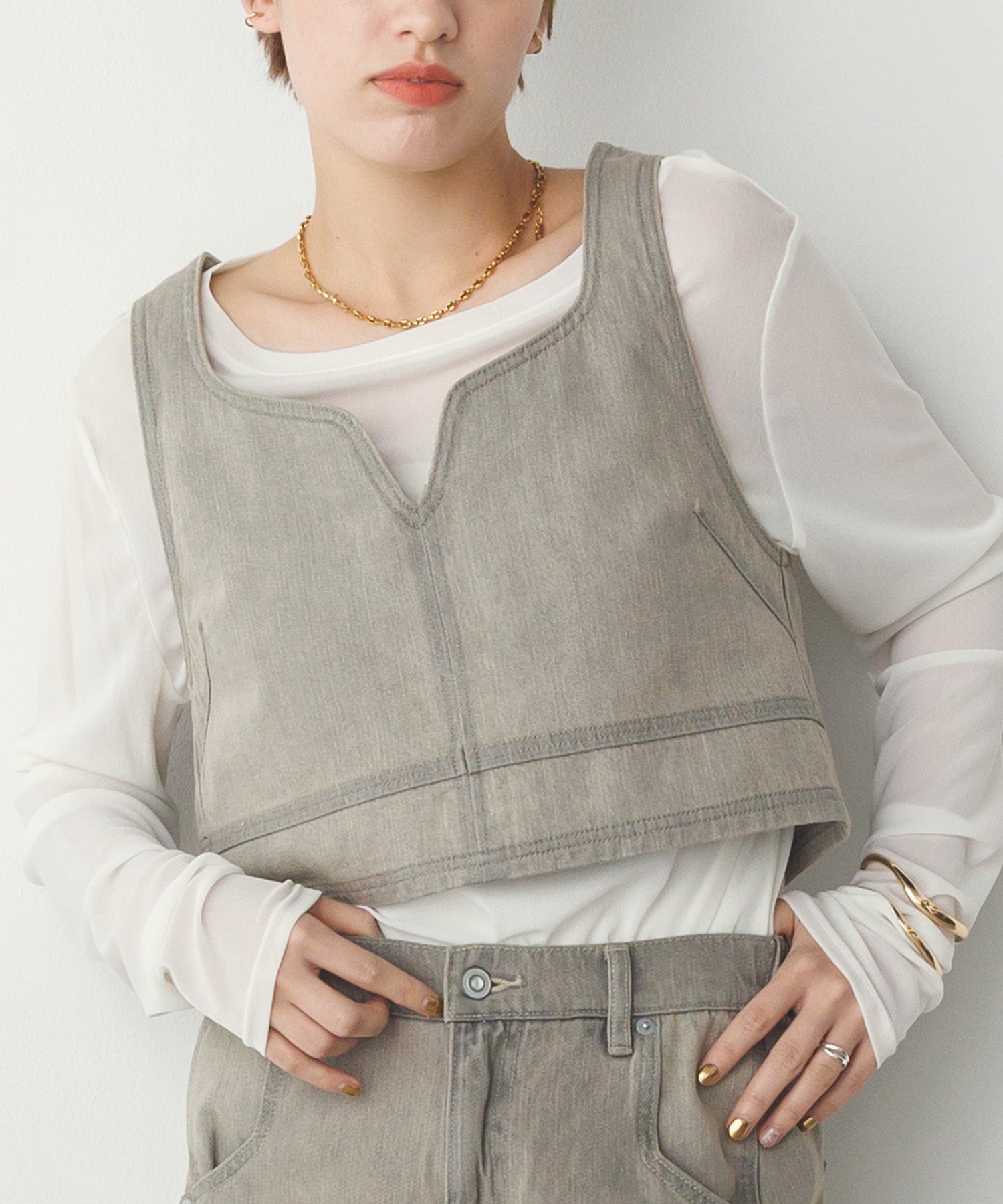 スラブデニム ビスチェ