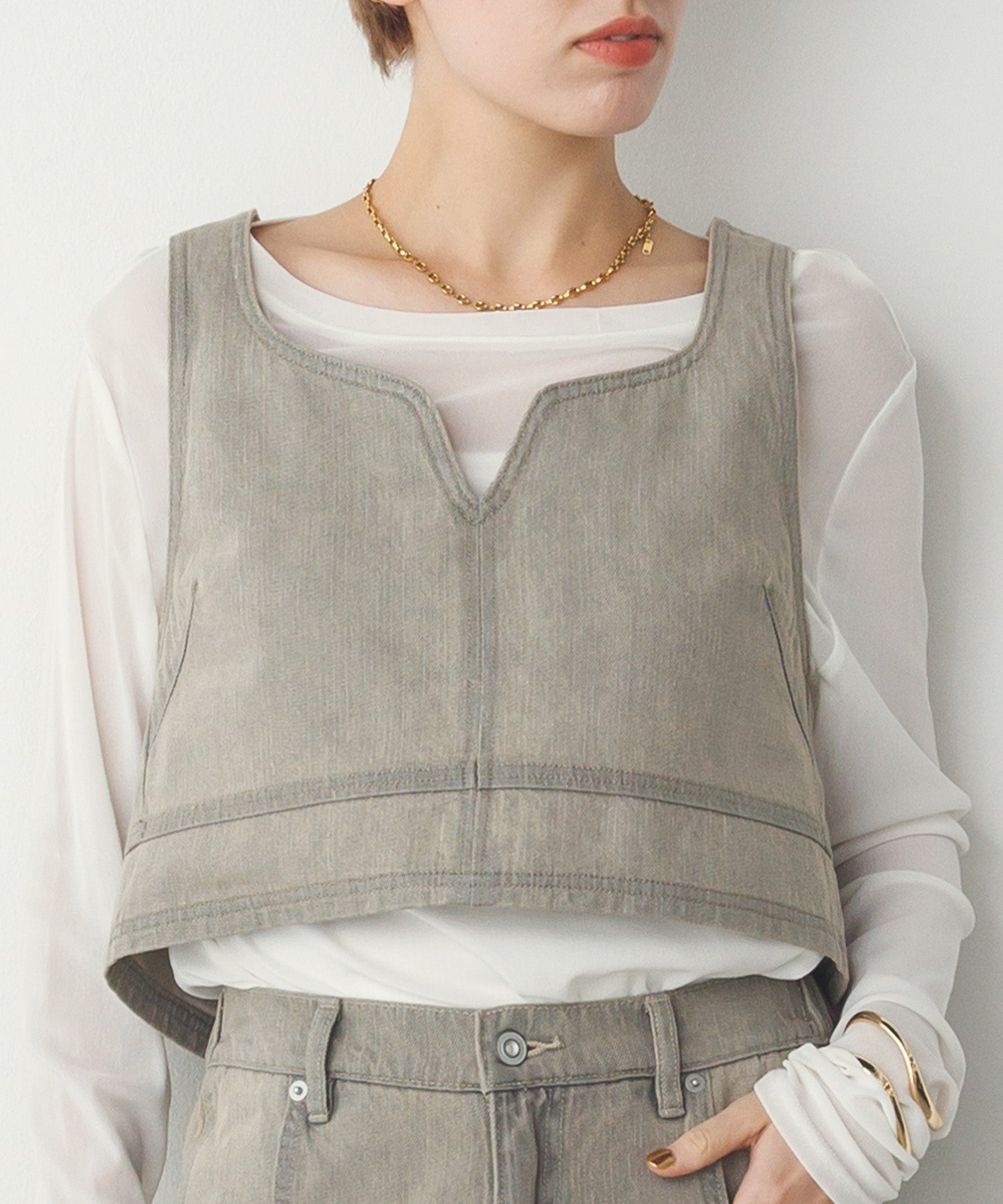 スラブデニム ビスチェ