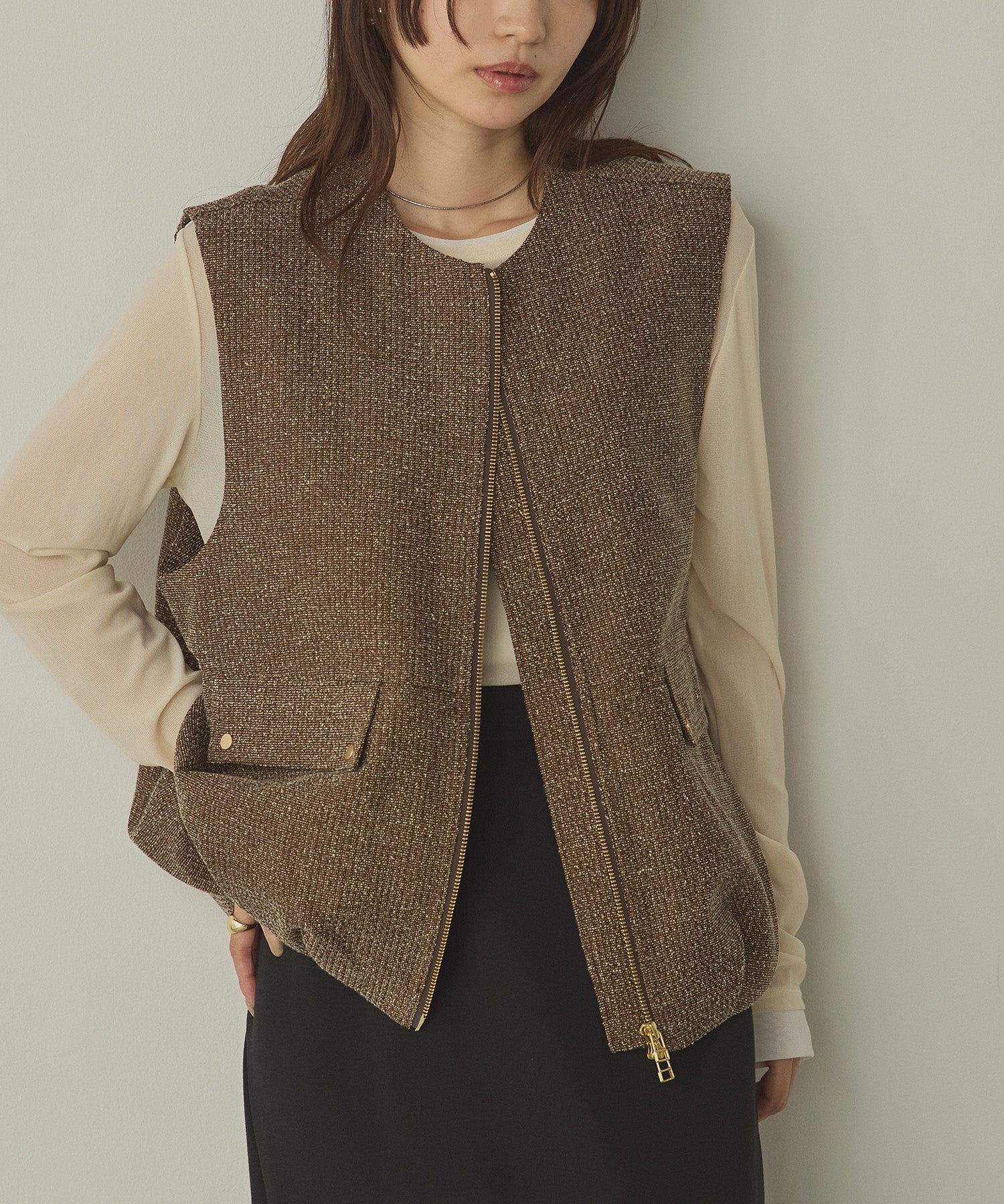 TWEED BALLOON VEST