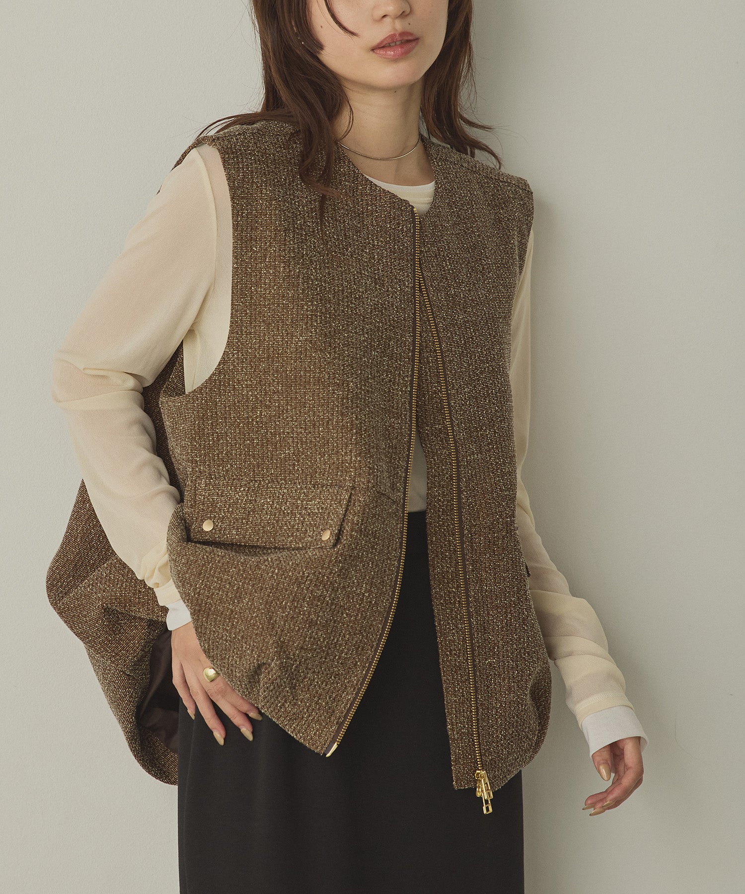 TWEED BALLOON VEST