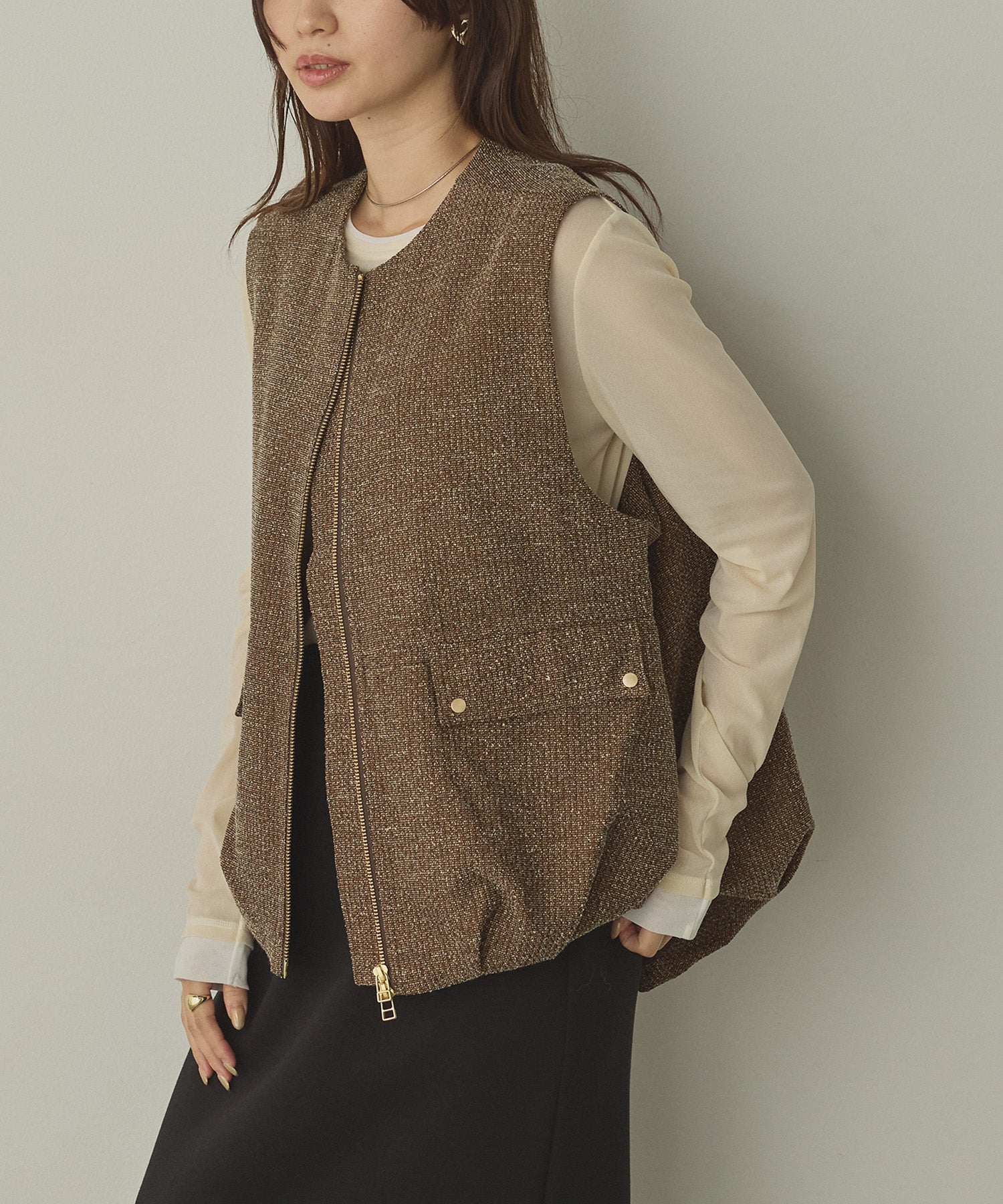 TWEED BALLOON VEST