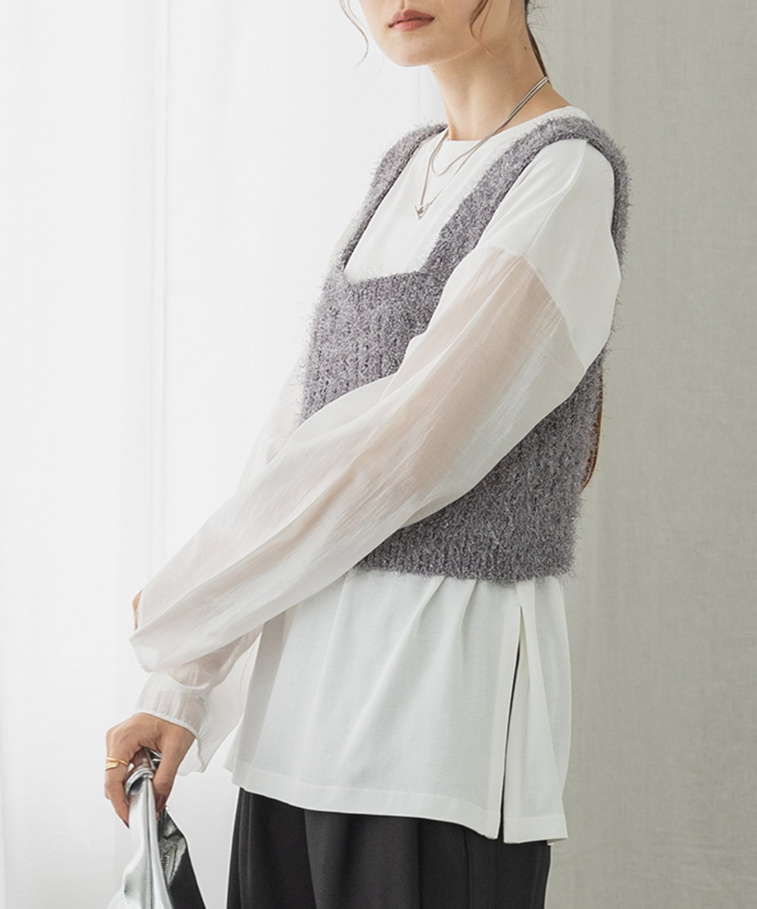 ラメフェザーニットビスチェ