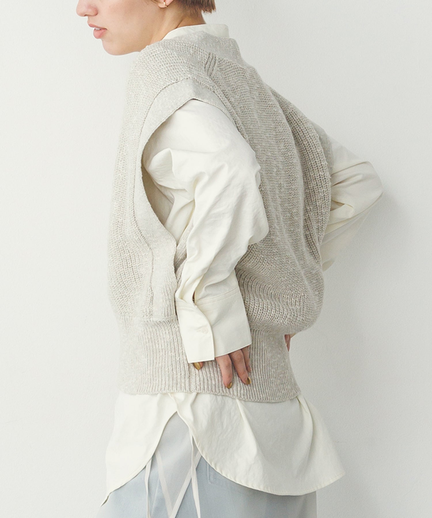 ミックスヤーン ショートニットベスト