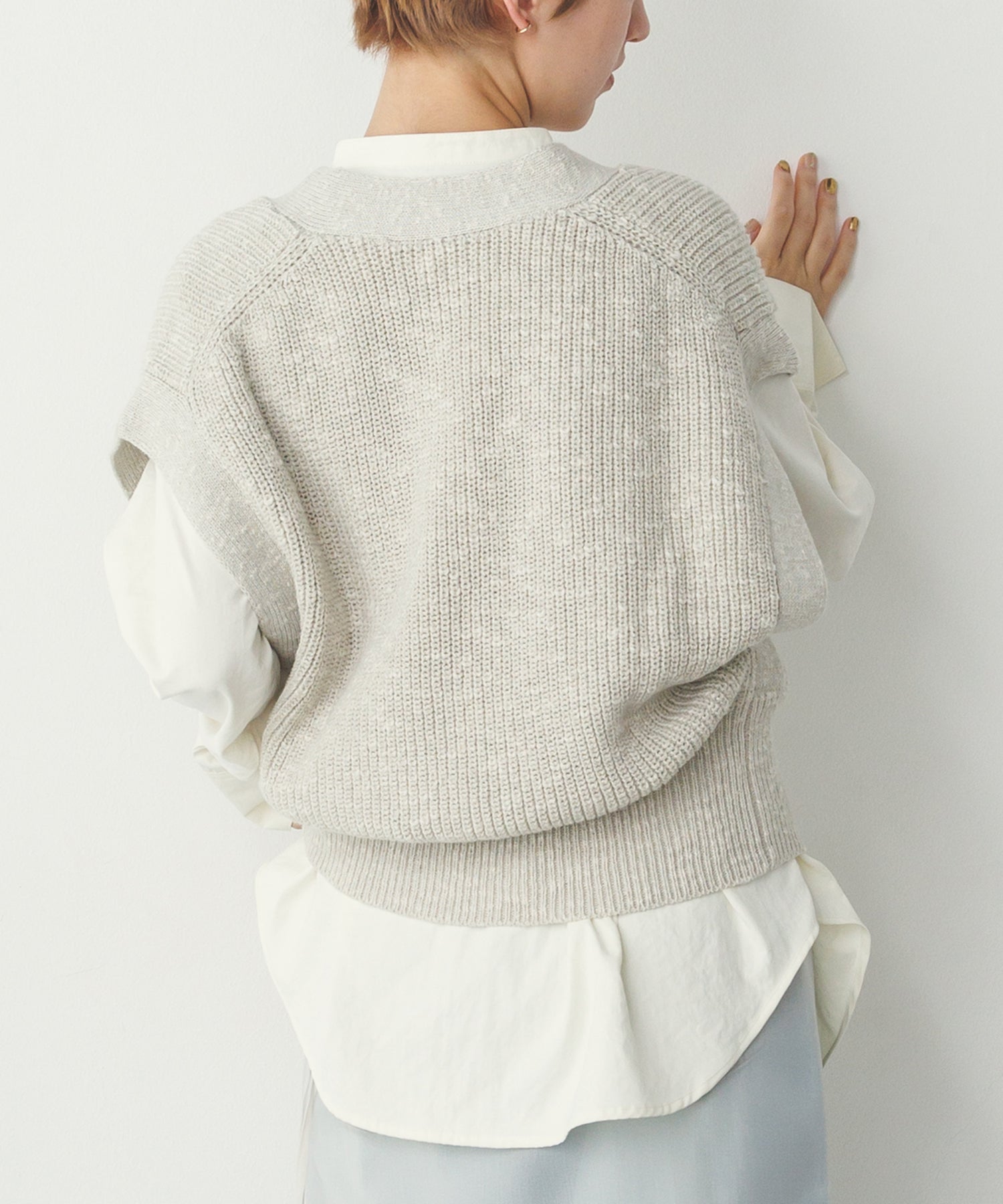 ミックスヤーン ショートニットベスト