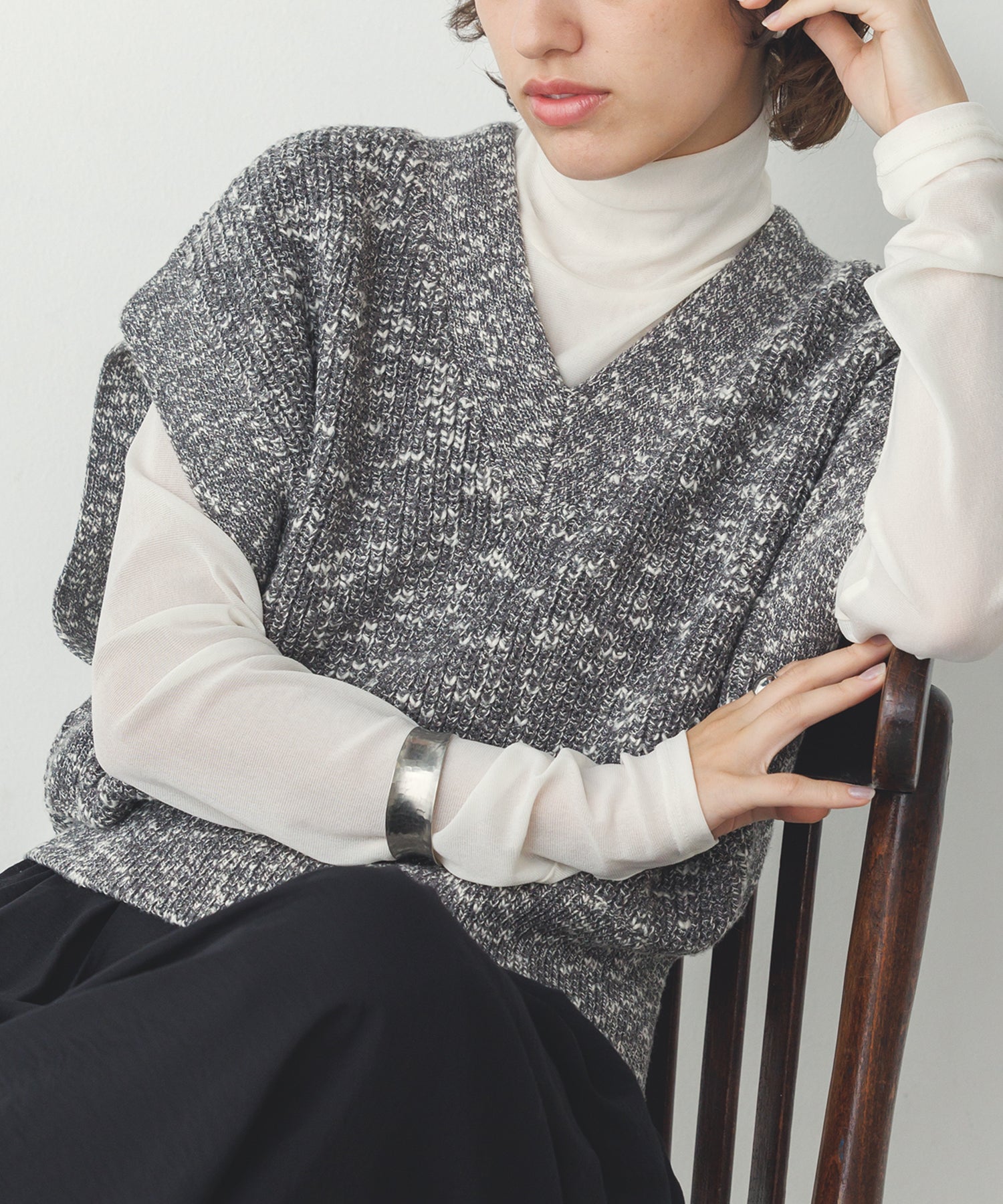 ミックスヤーン ショートニットベスト