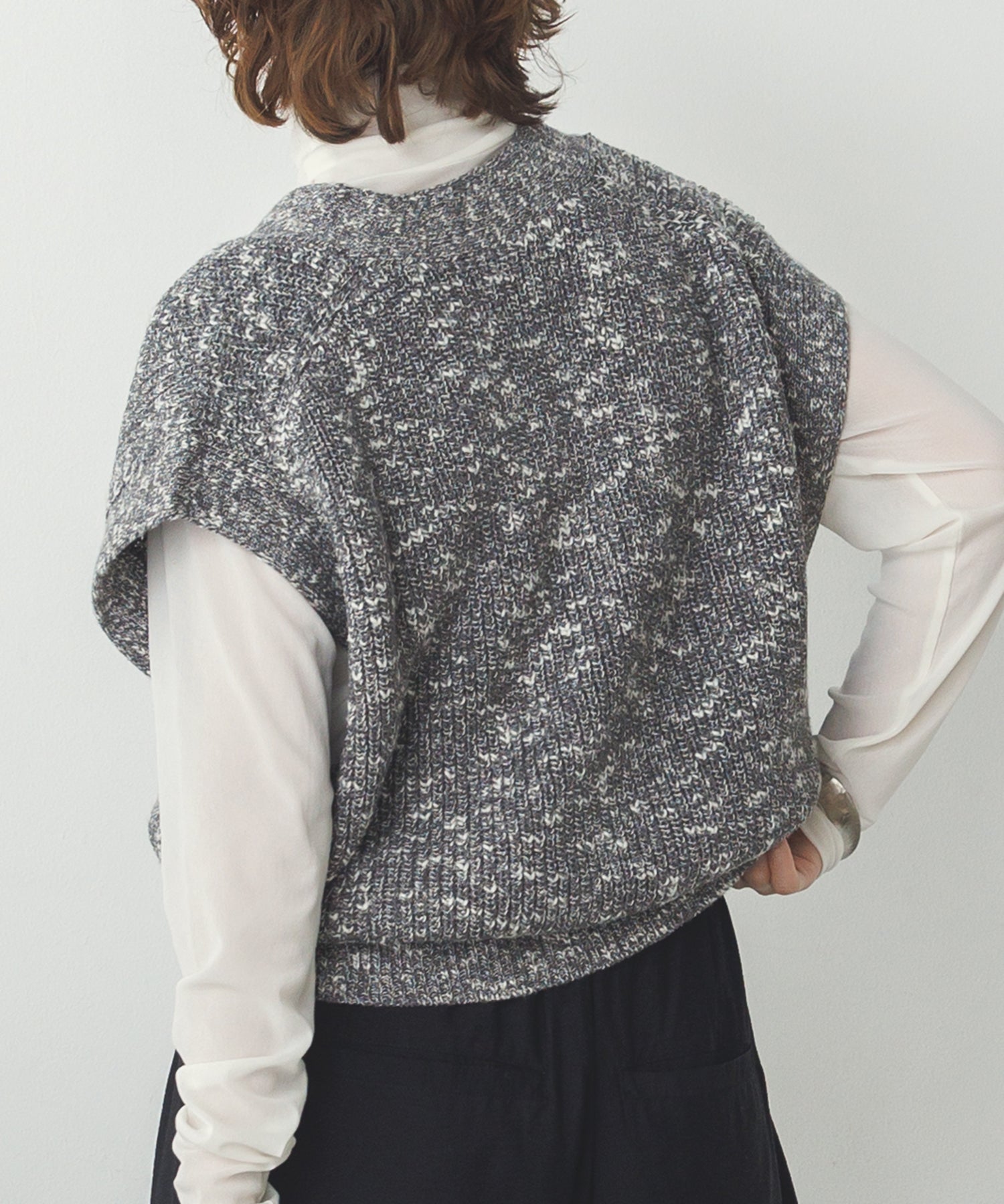 ミックスヤーン ショートニットベスト