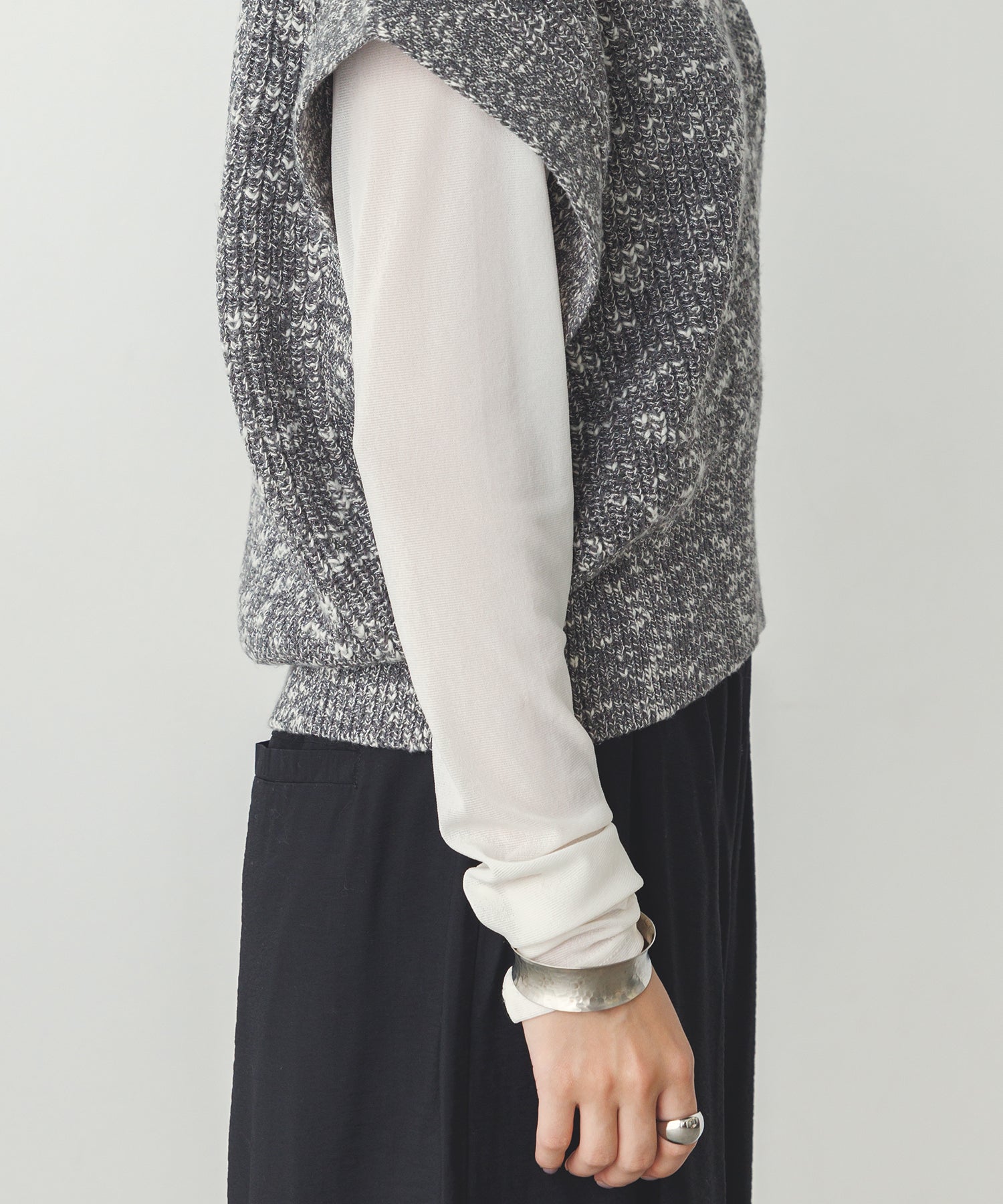 ミックスヤーン ショートニットベスト