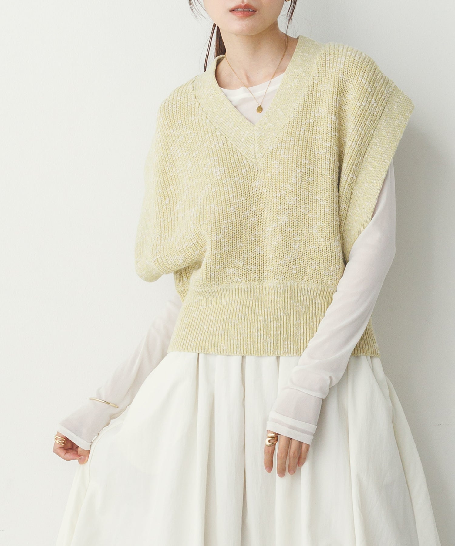 ミックスヤーン ショートニットベスト