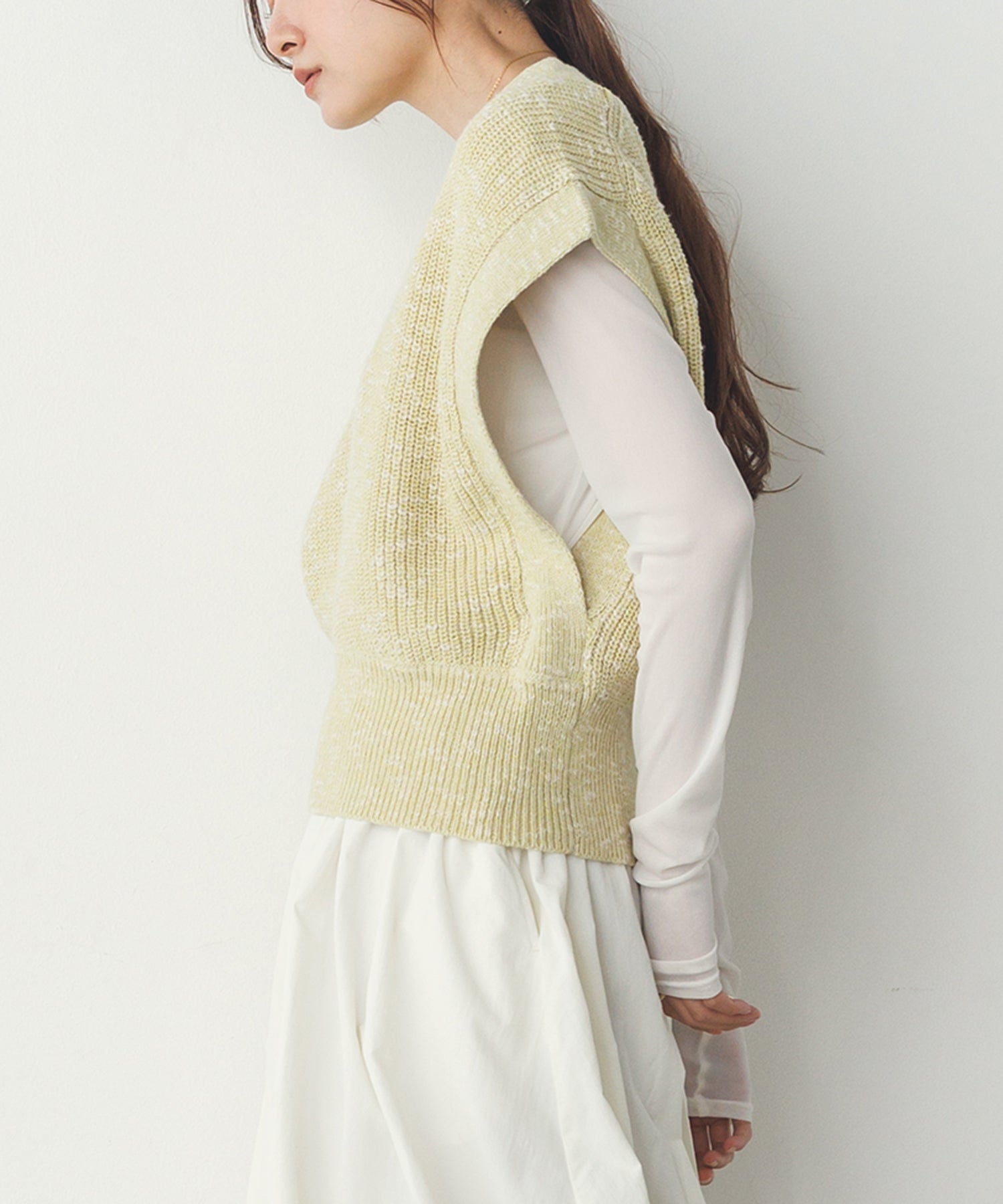 ミックスヤーン ショートニットベスト