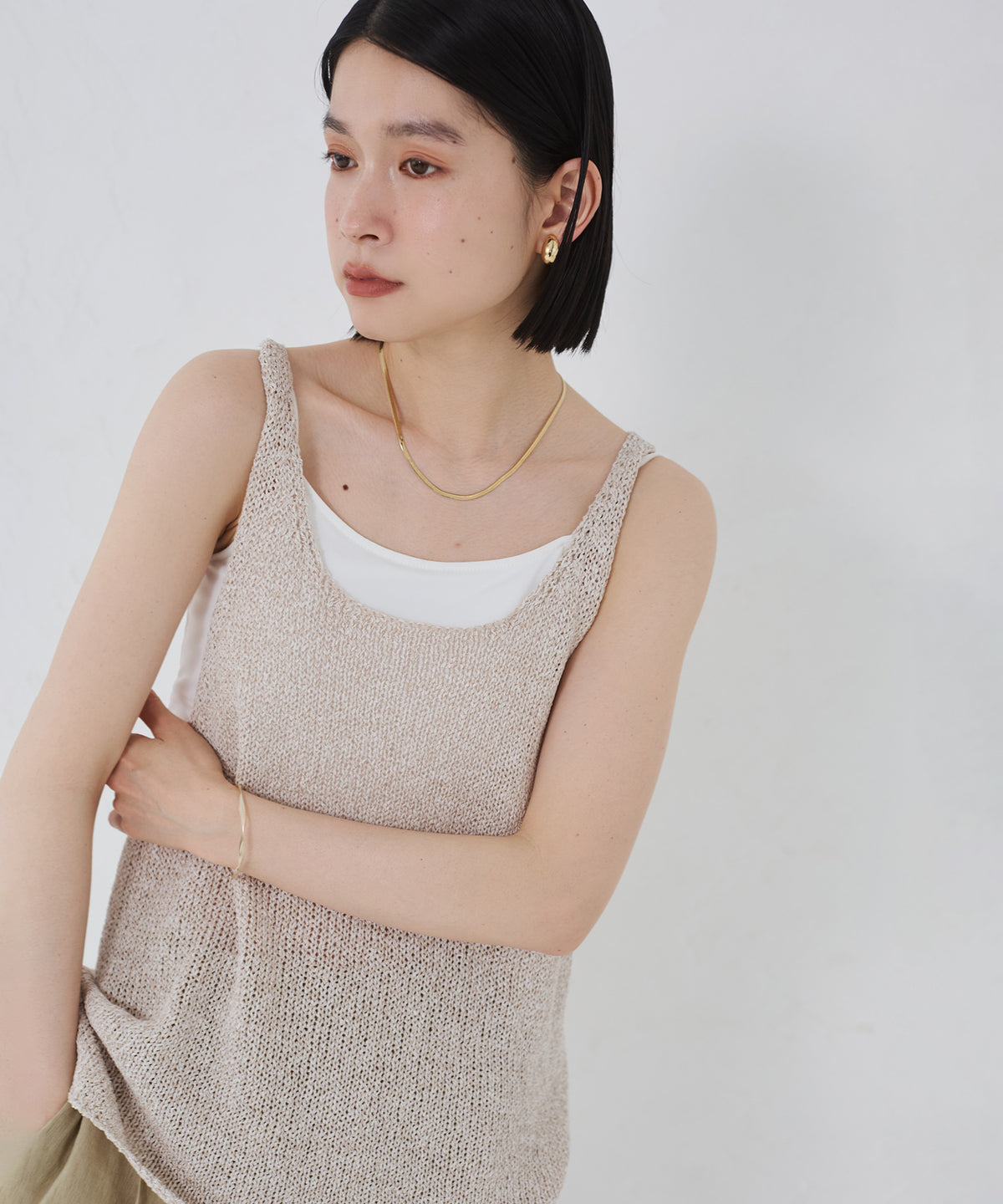 PAPER YARN OVER KNIT TANK TOP