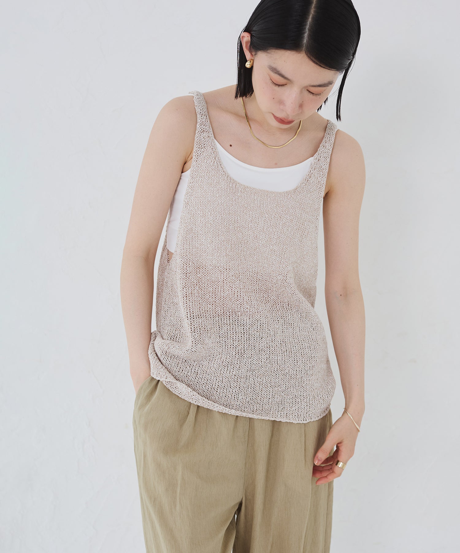 ペーパーヤーン オーバーニットタンク