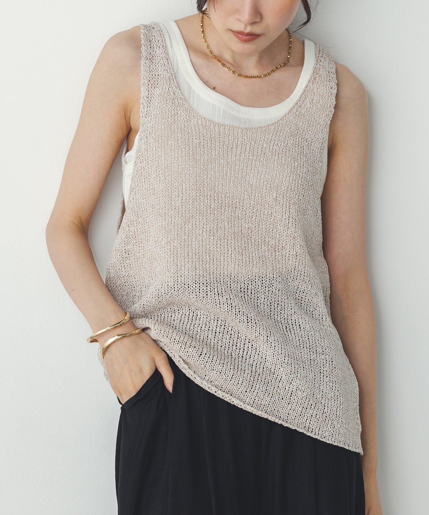 ペーパーヤーン オーバーニットタンク