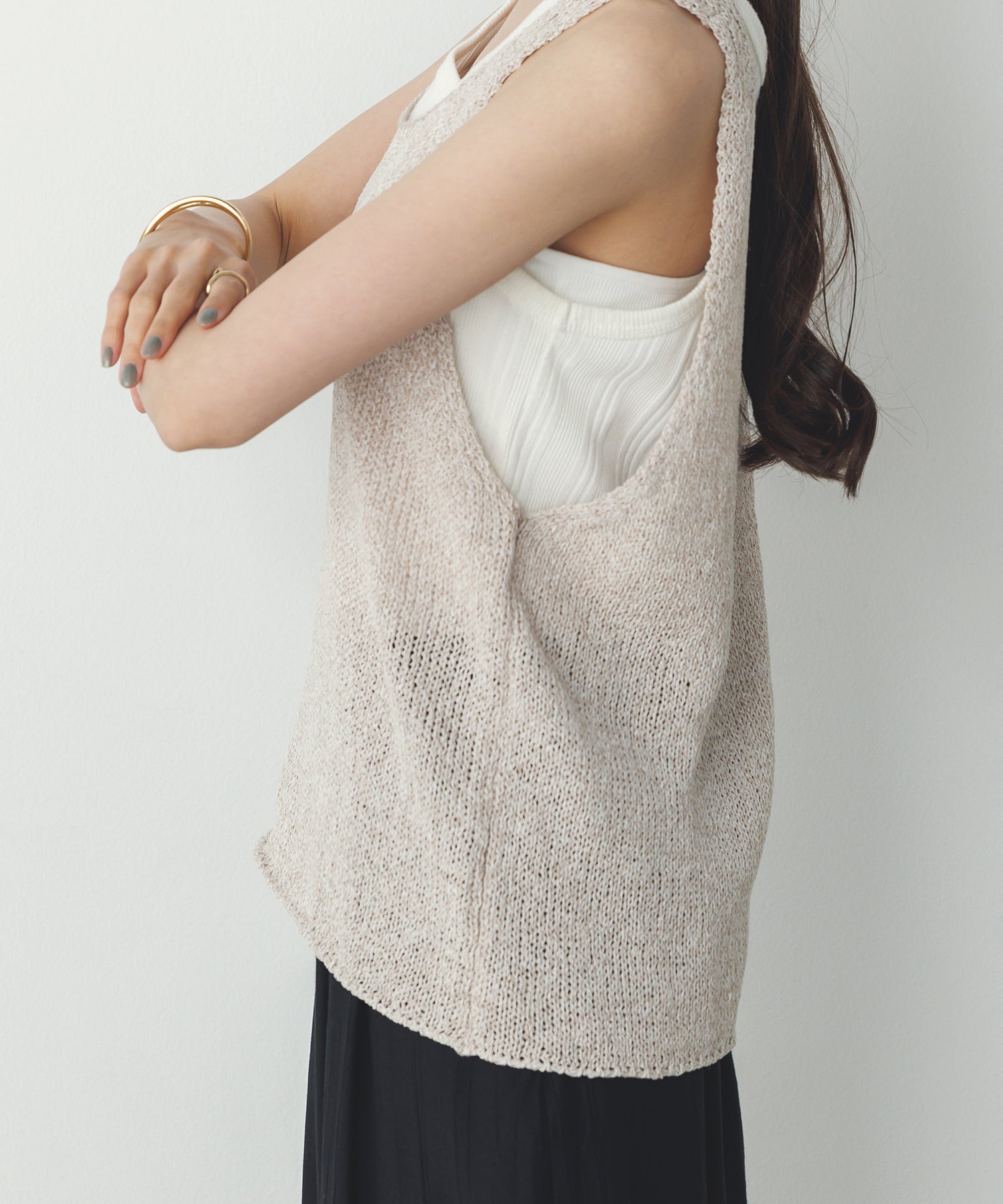 ペーパーヤーン オーバーニットタンク