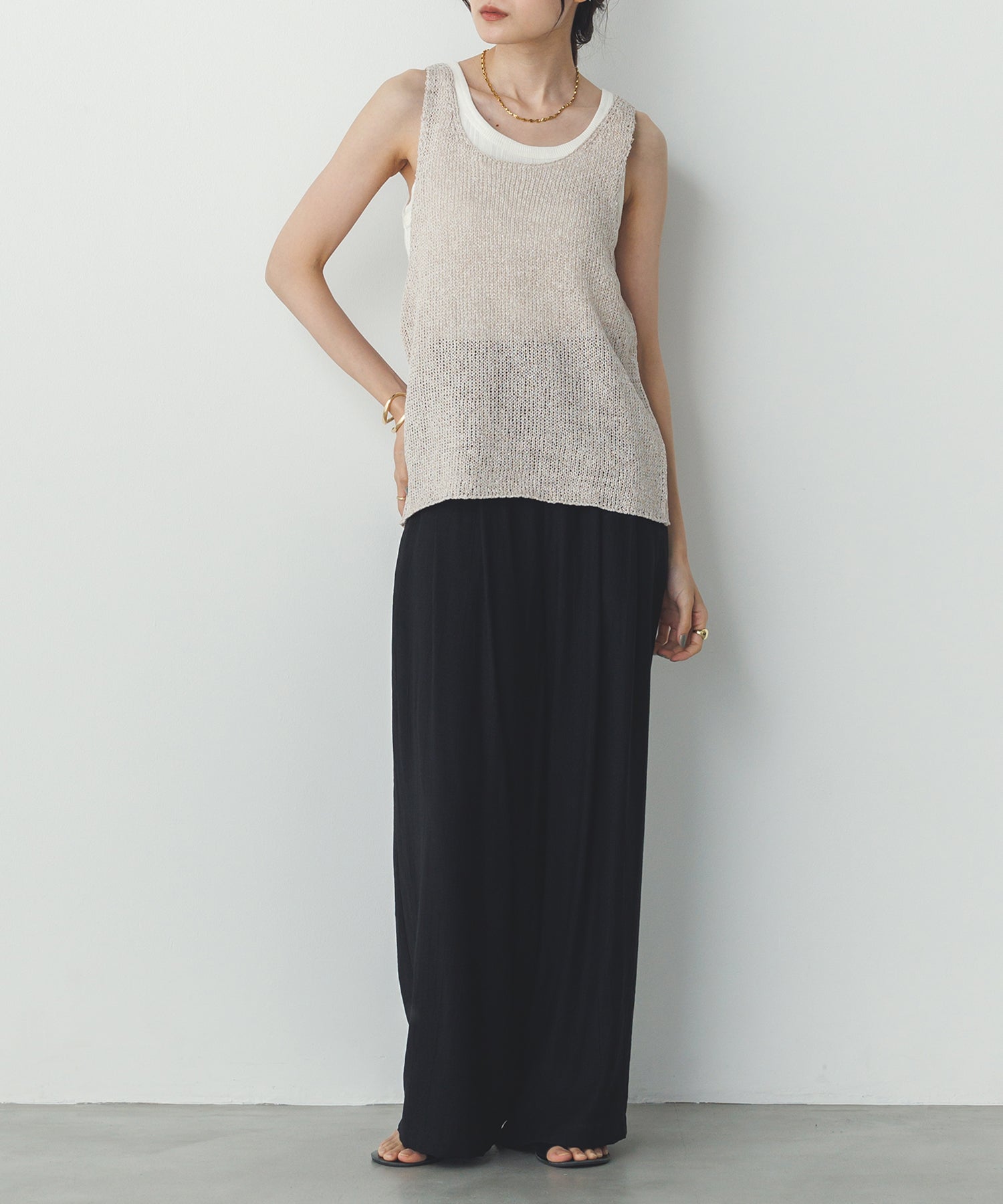 ペーパーヤーン オーバーニットタンク