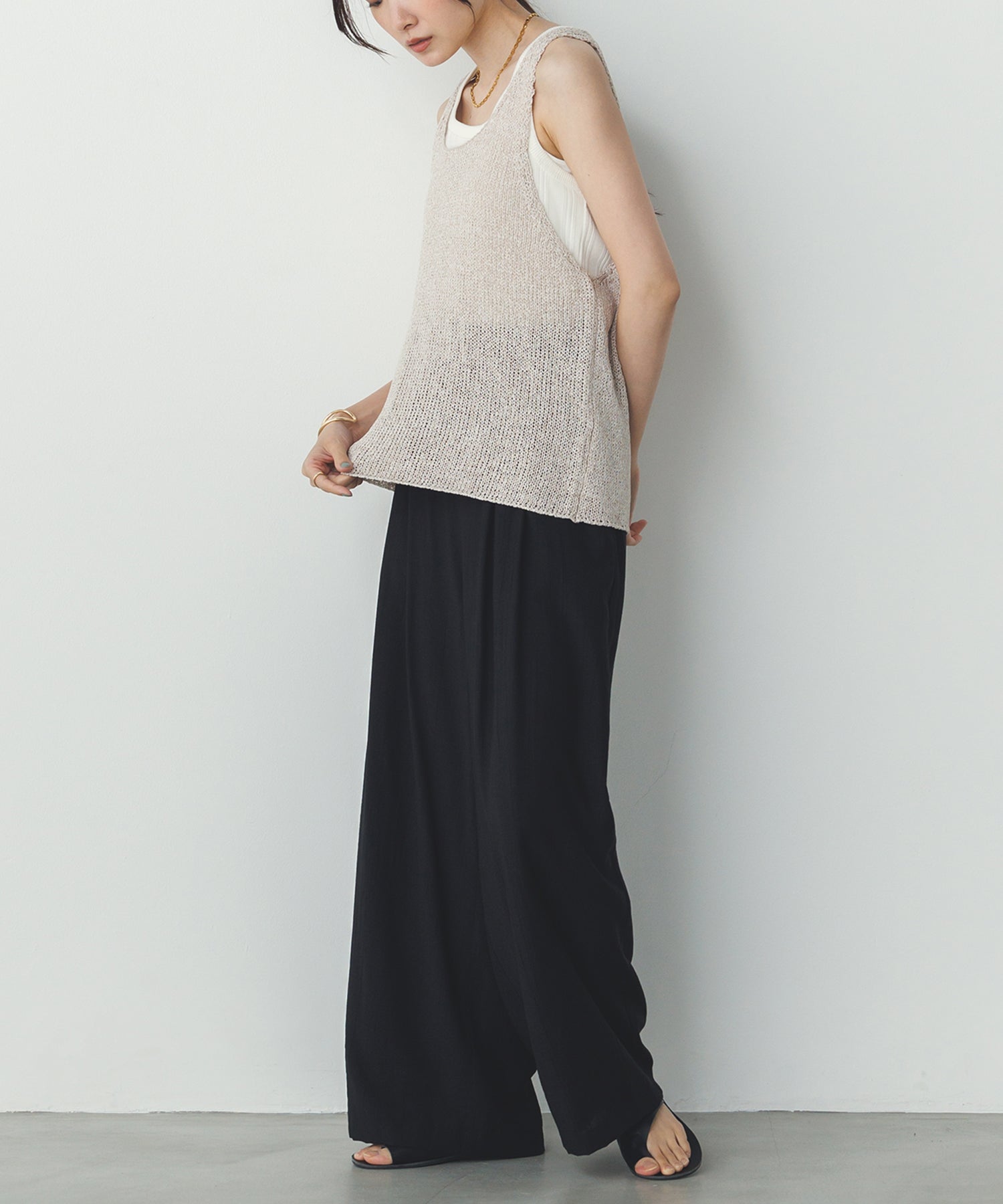 ペーパーヤーン オーバーニットタンク