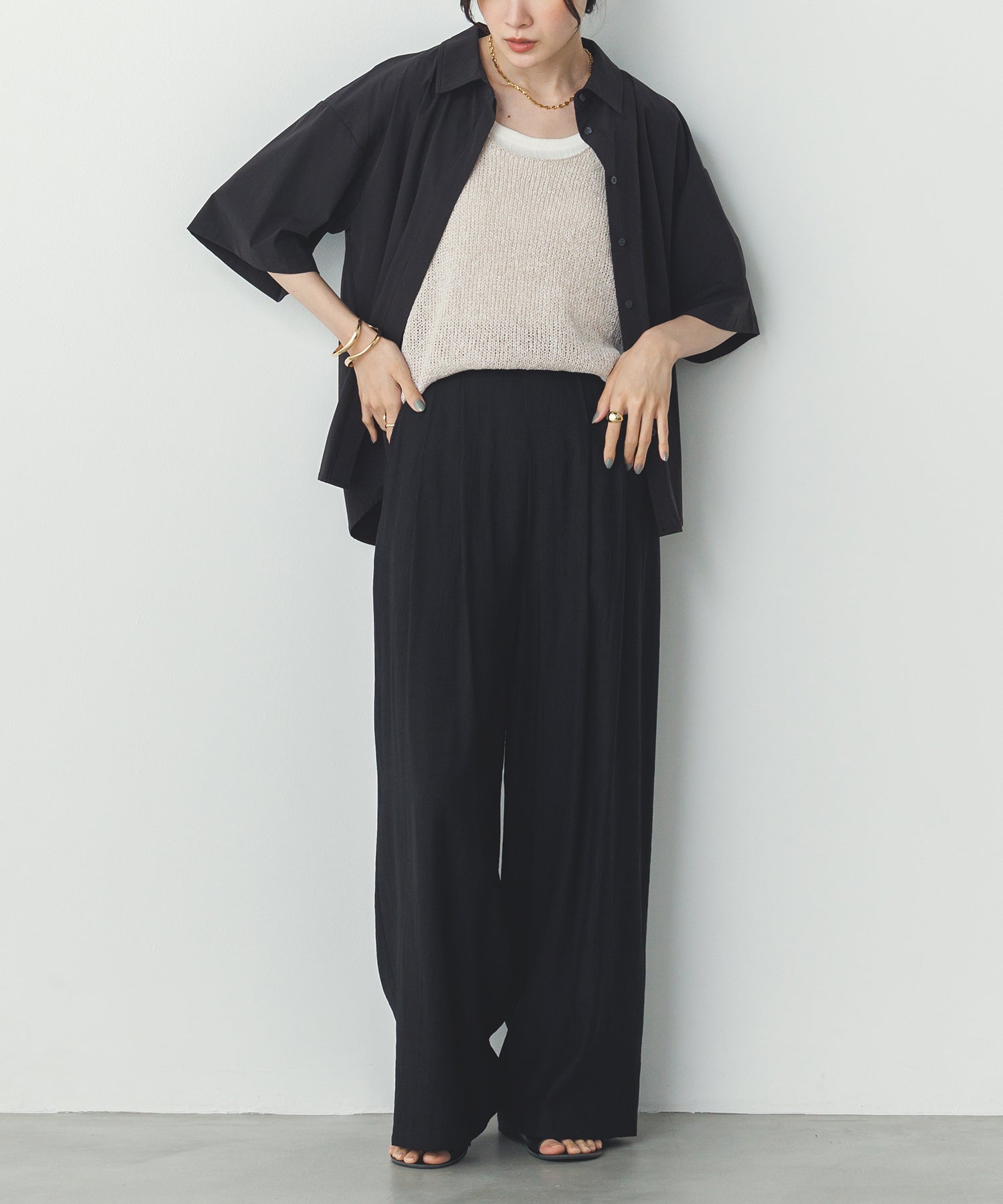 ペーパーヤーン オーバーニットタンク