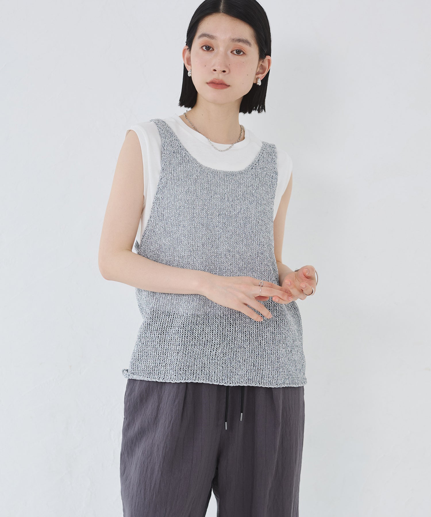 ペーパーヤーン オーバーニットタンク