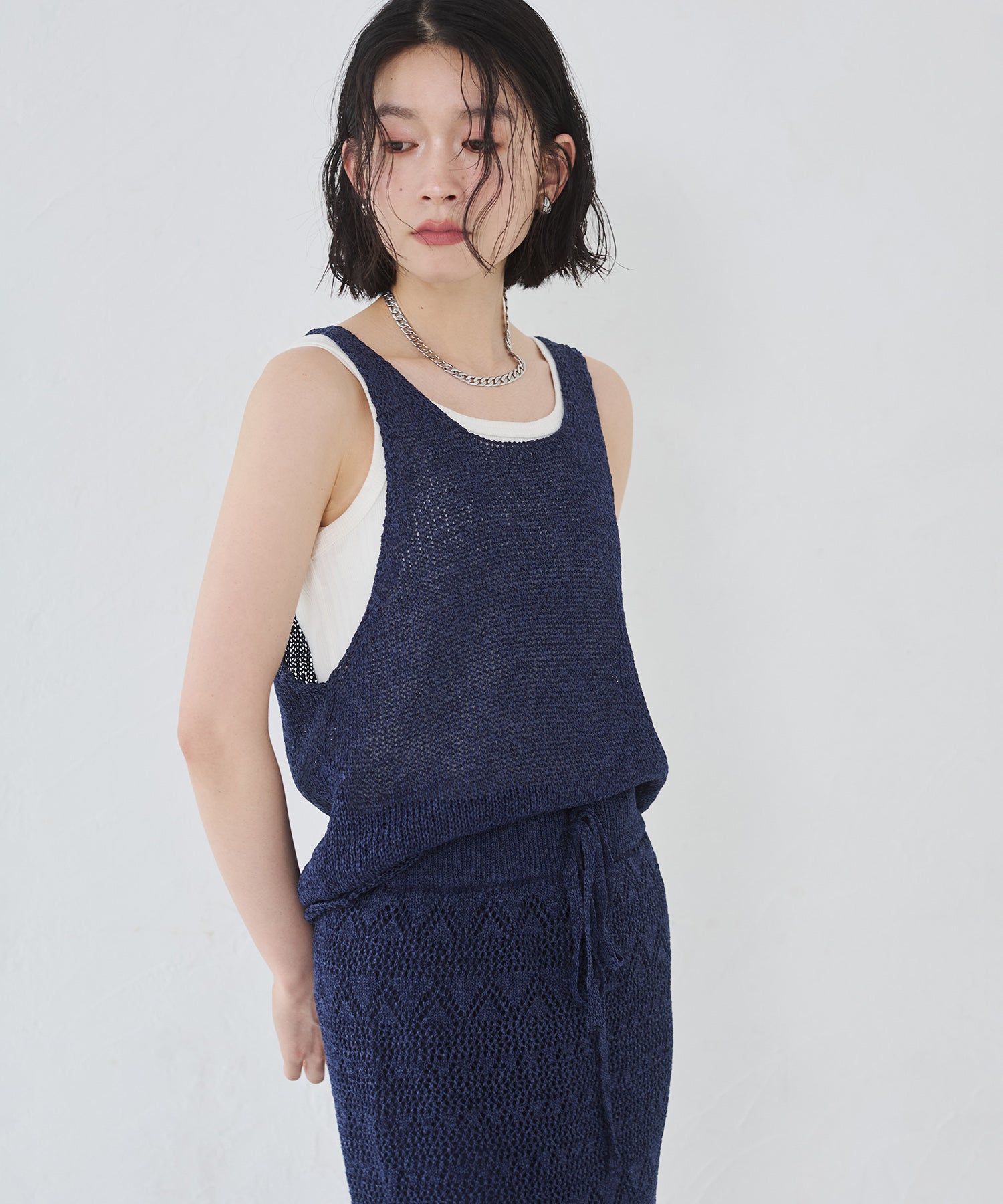 ペーパーヤーン オーバーニットタンク