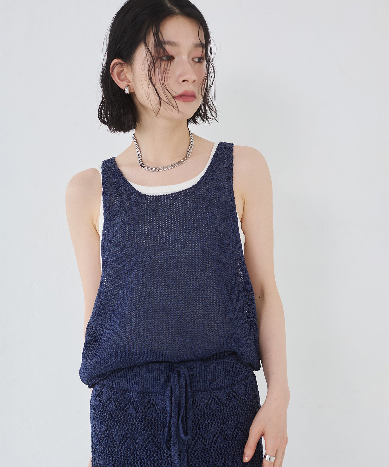 ペーパーヤーン オーバーニットタンク