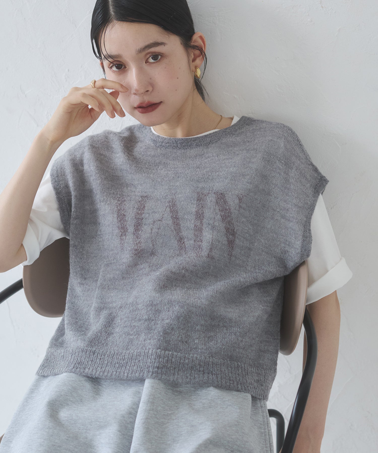 Front and back 2WAY back ribbon sheer knit