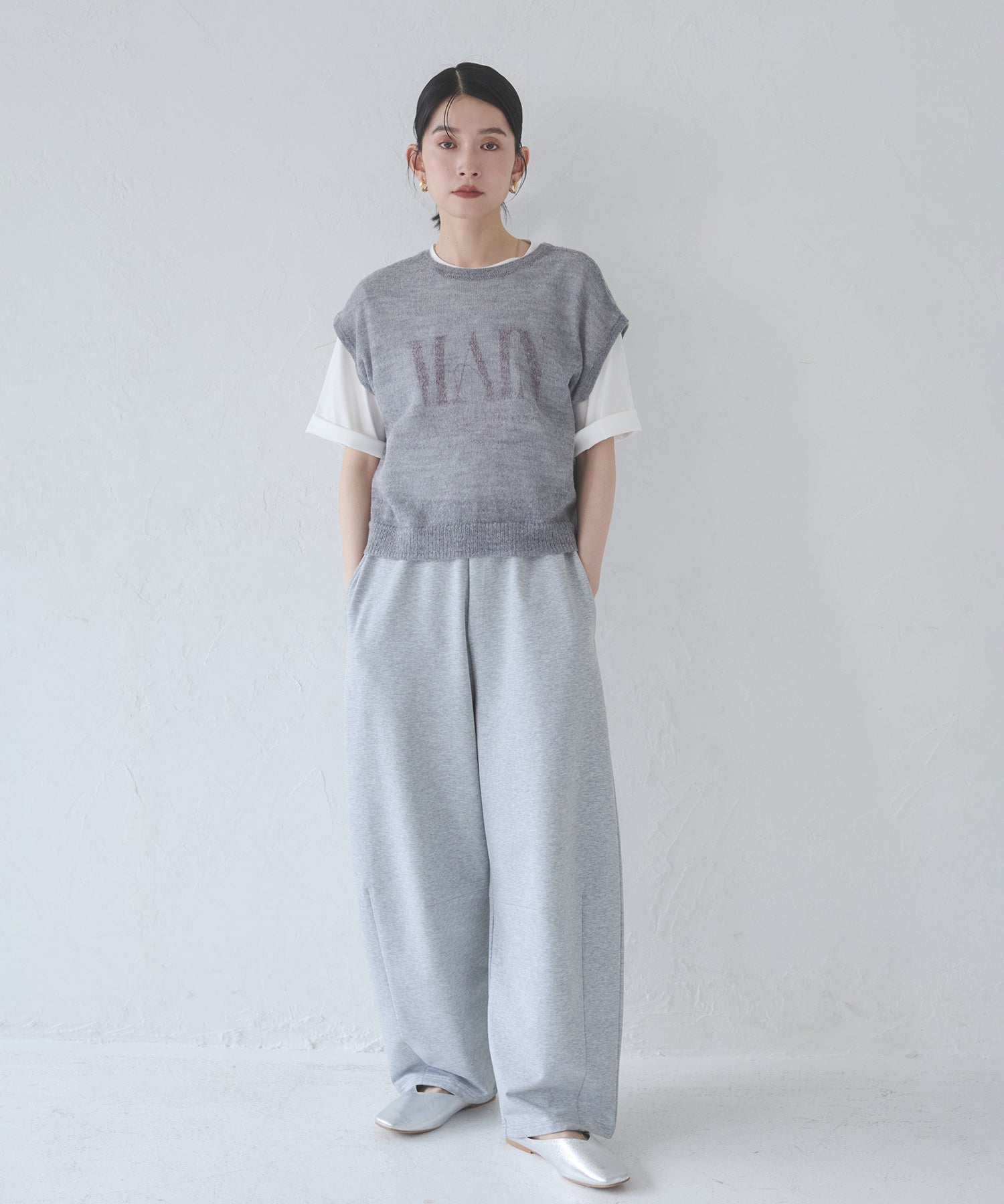 Front and back 2WAY back ribbon sheer knit