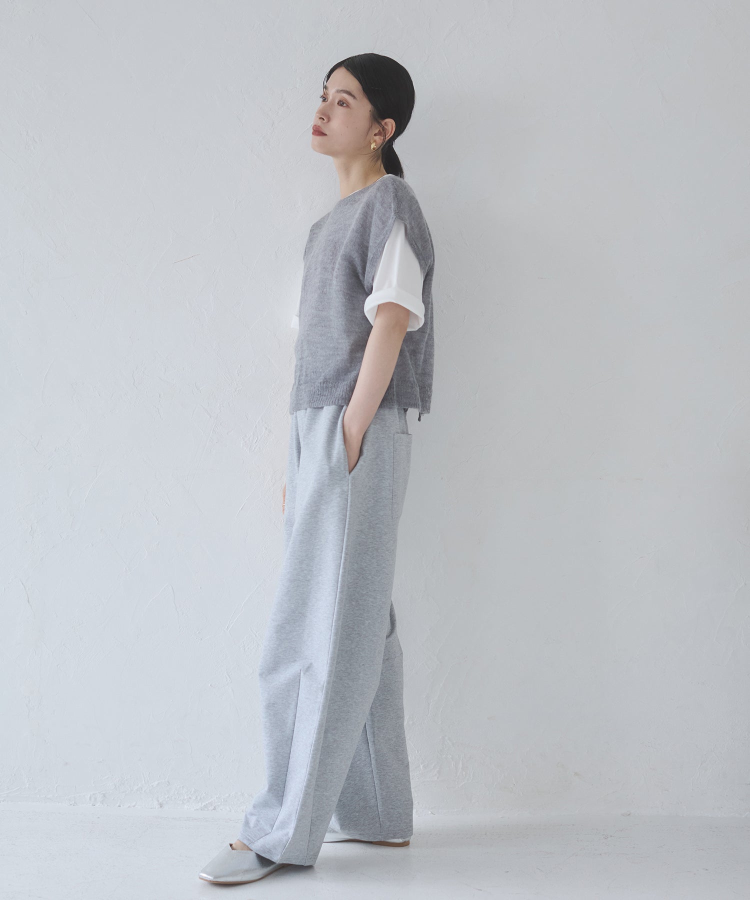 Front and back 2WAY back ribbon sheer knit