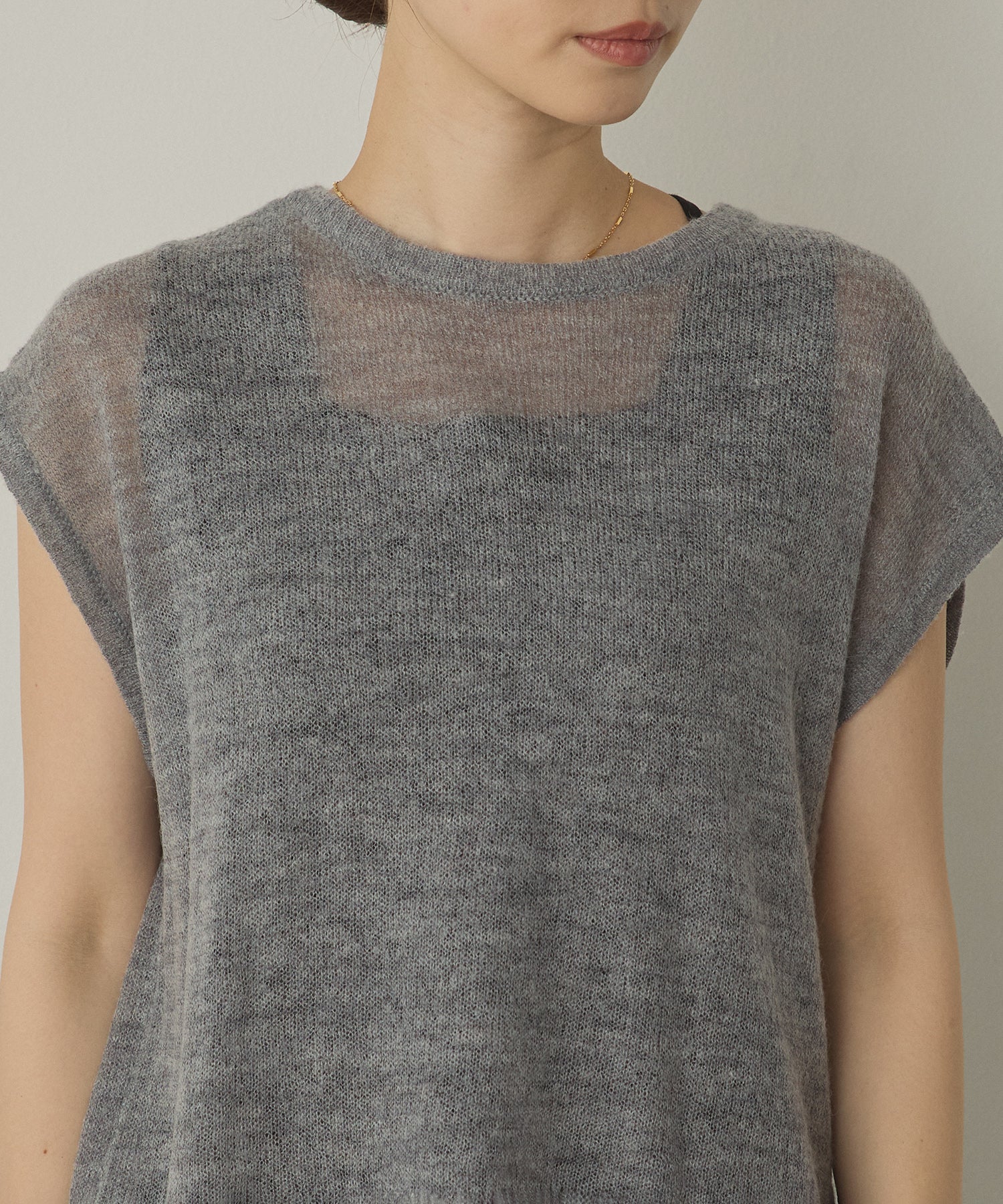 Front and back 2WAY back ribbon sheer knit