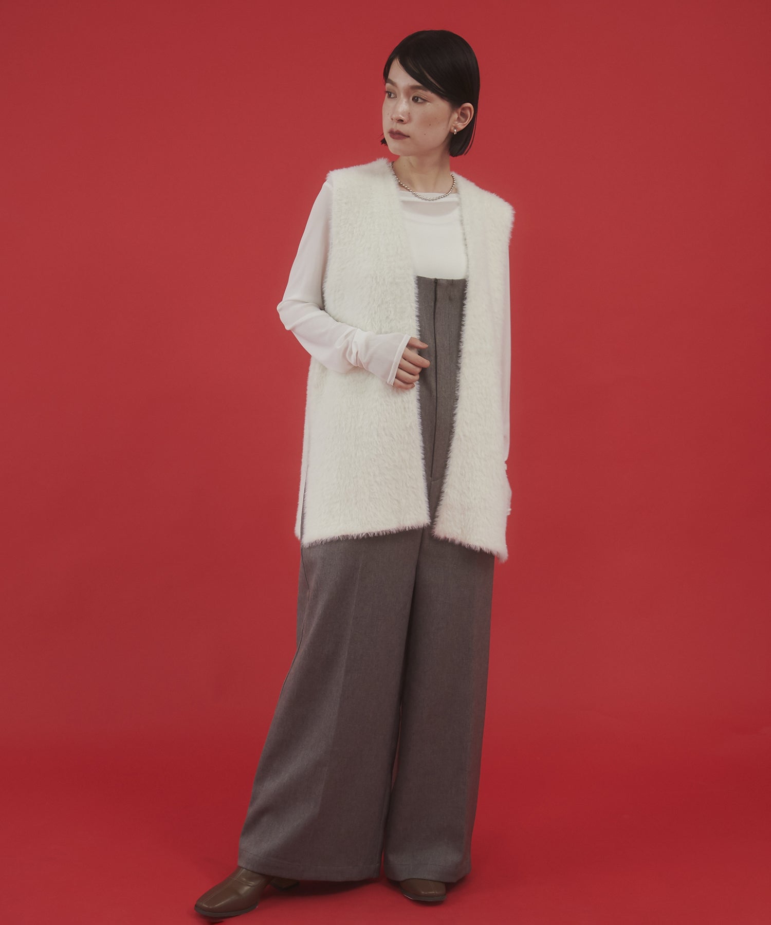 【WEB限定/別注】ダブルフェイスシャギー ミディジレ