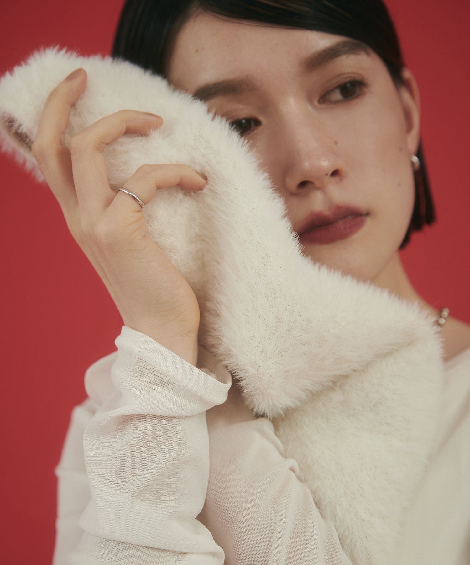 【WEB限定/別注】ダブルフェイスシャギー ミディジレ