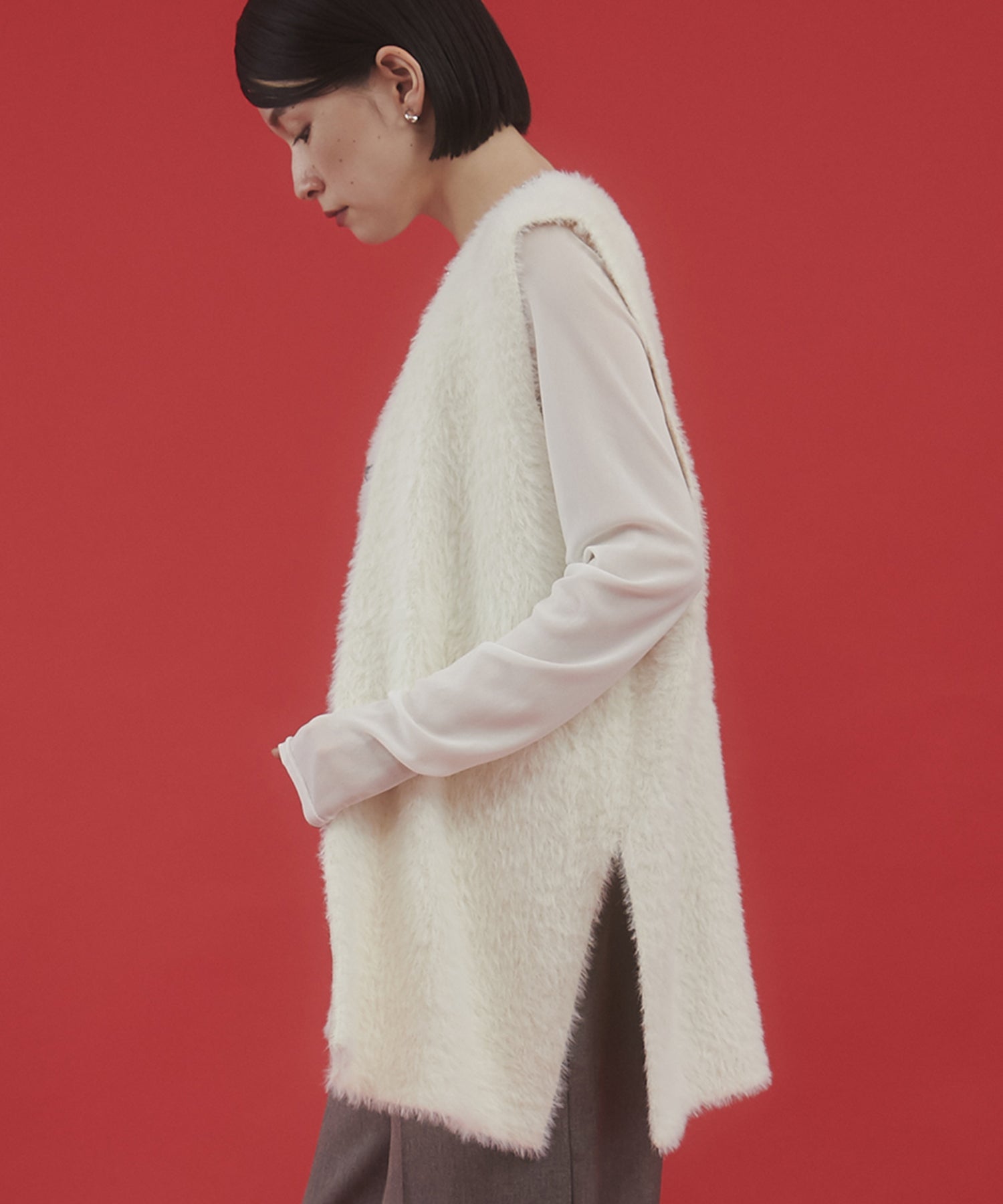 【WEB限定/別注】ダブルフェイスシャギー ミディジレ