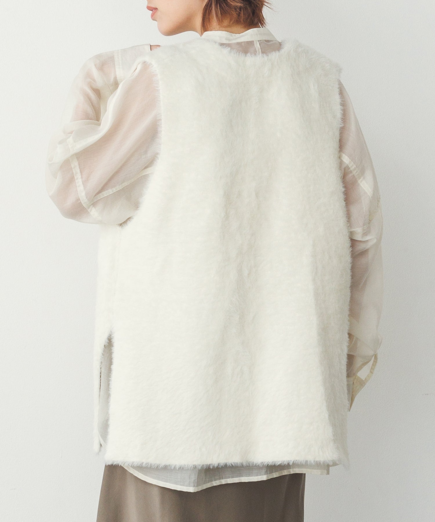 【WEB限定/別注】ダブルフェイスシャギー ミディジレ