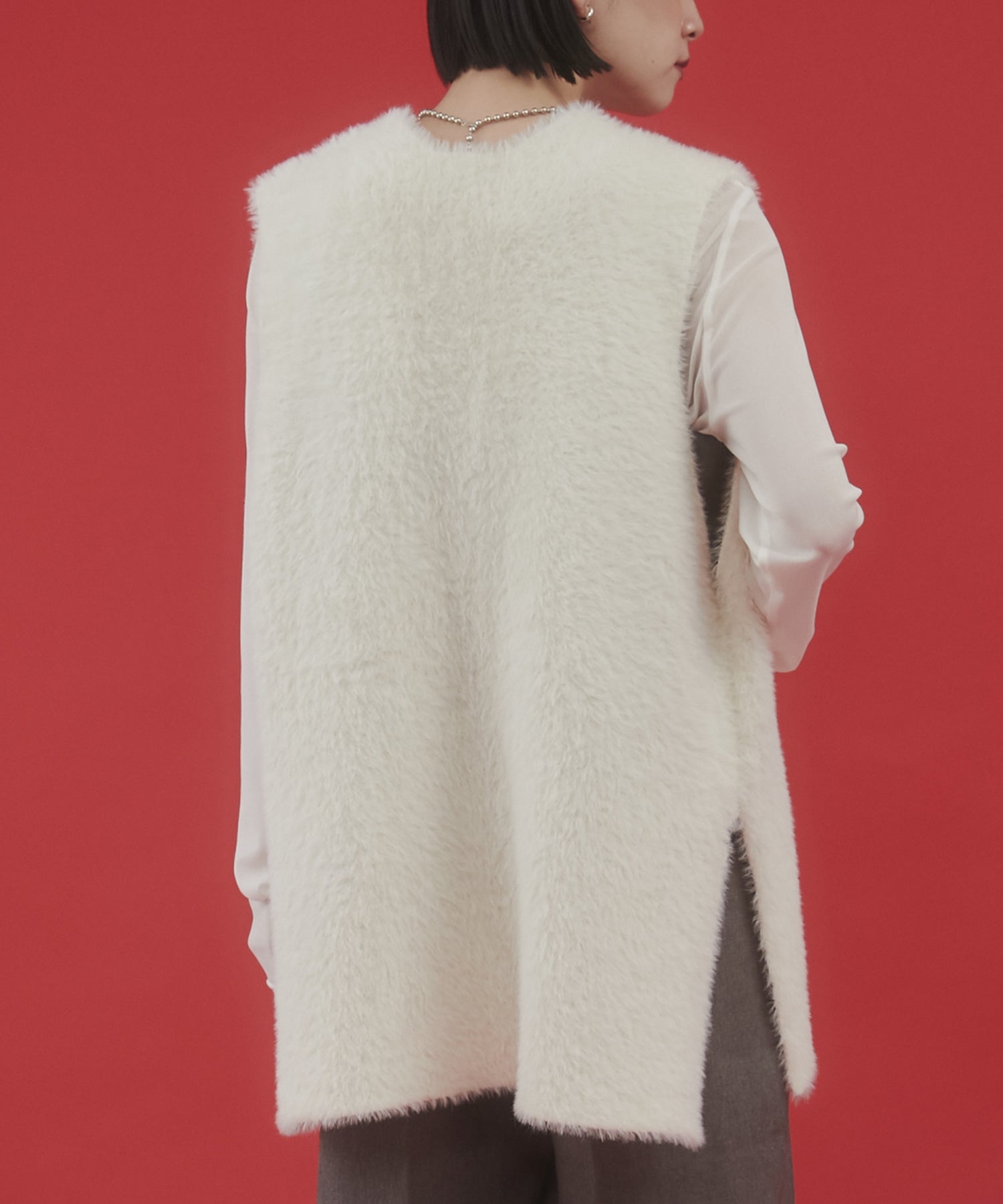 【WEB限定/別注】ダブルフェイスシャギー ミディジレ