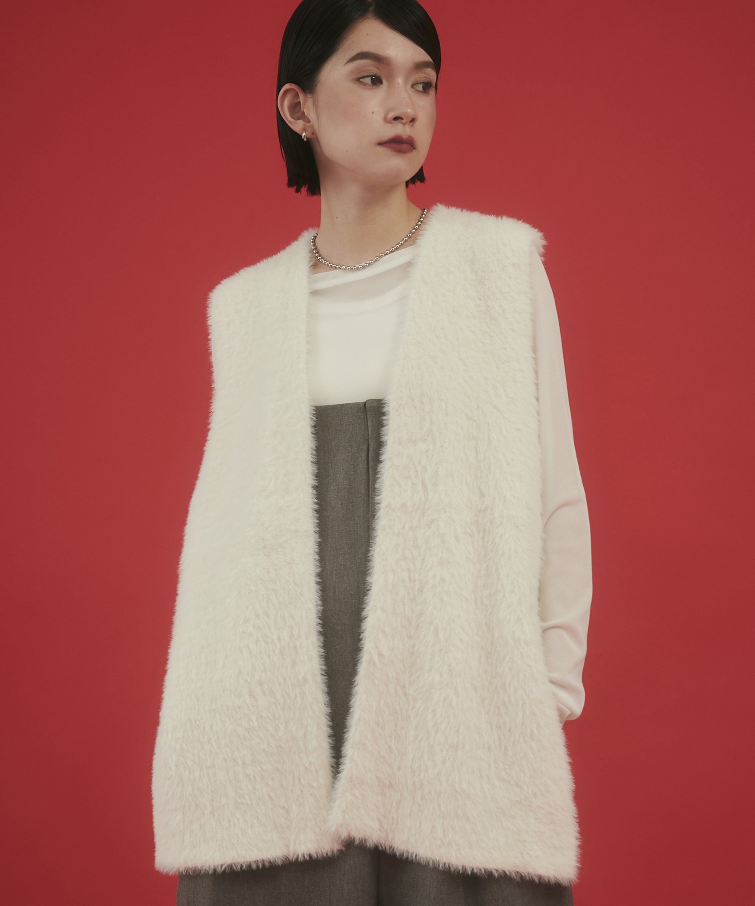 【WEB限定/別注】ダブルフェイスシャギー ミディジレ